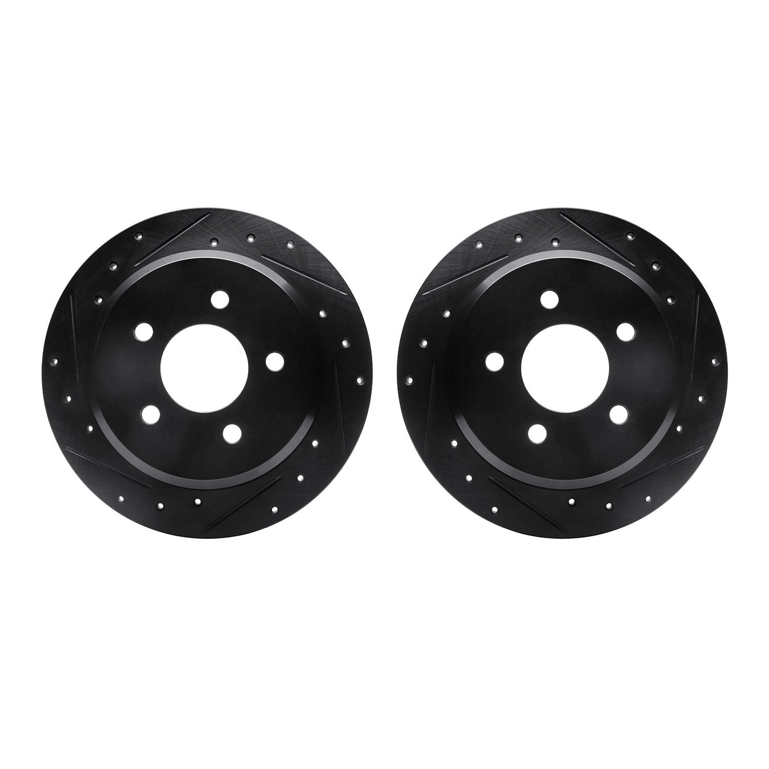 8002-56015 Drilled/Slotted Brake Rotors [Black], 1996-2002 Ford/Lincoln/Mercury/Mazda, Position: Rear