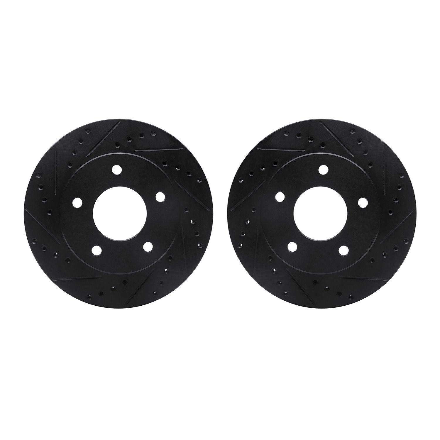 8002-56017 Drilled/Slotted Brake Rotors [Black], 1975-1979 Ford/Lincoln/Mercury/Mazda, Position: Rear