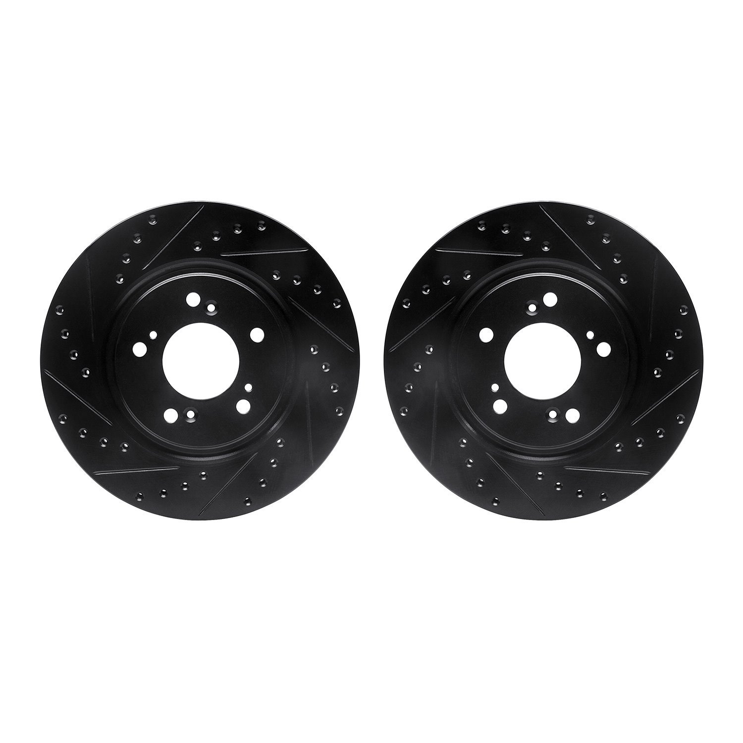 8002-58008 Drilled/Slotted Brake Rotors [Black], 1997-2005 Acura/Honda, Position: Front