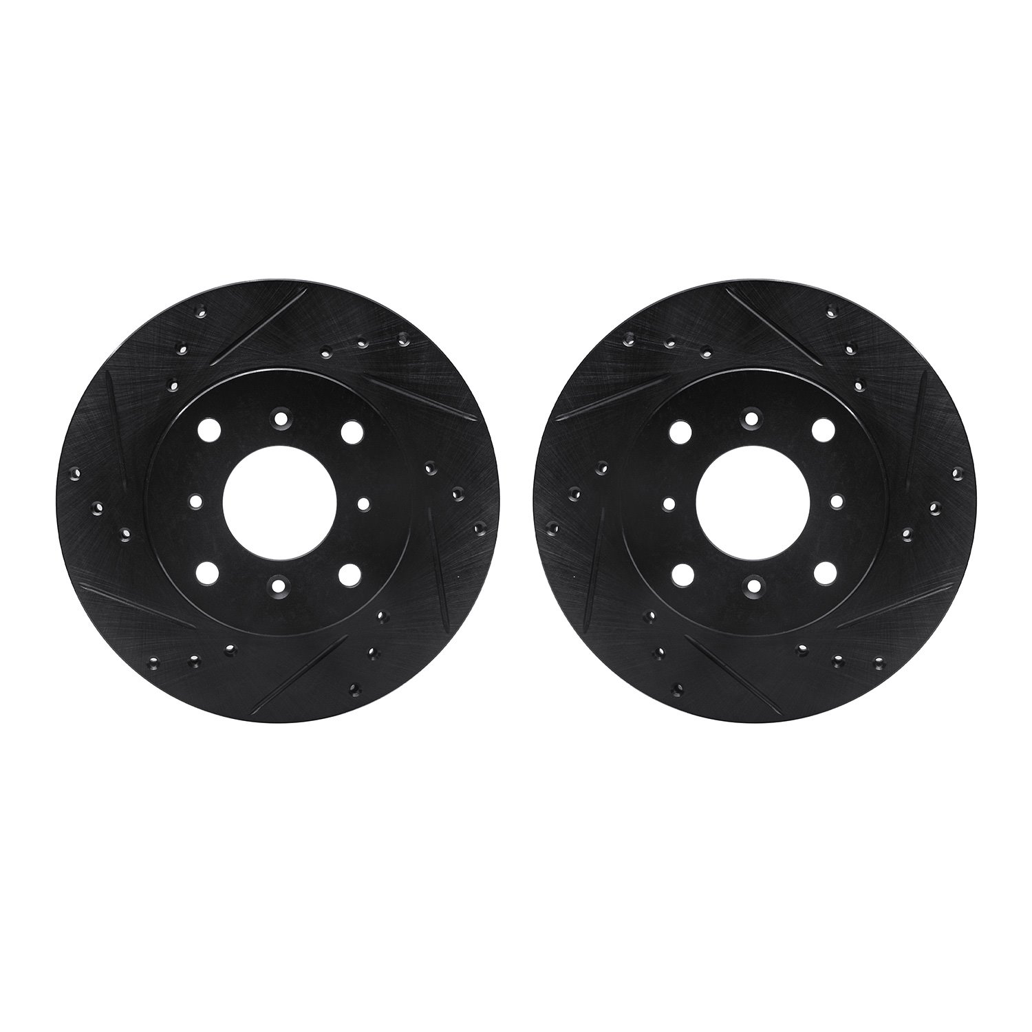 8002-59038 Drilled/Slotted Brake Rotors [Black], 1992-1996 Acura/Honda, Position: Front