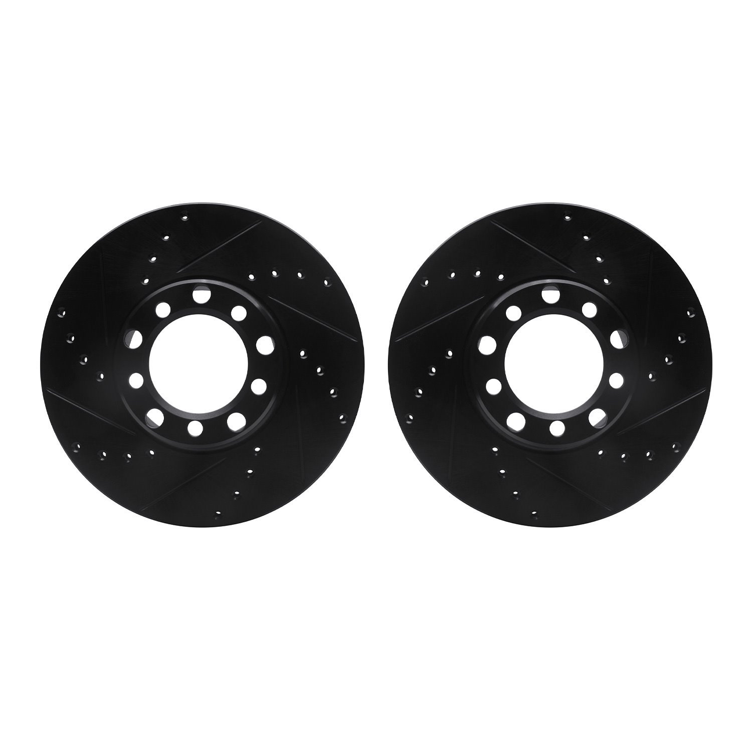 8002-63011 Drilled/Slotted Brake Rotors [Black], 1972-1980 Mercedes-Benz, Position: Front