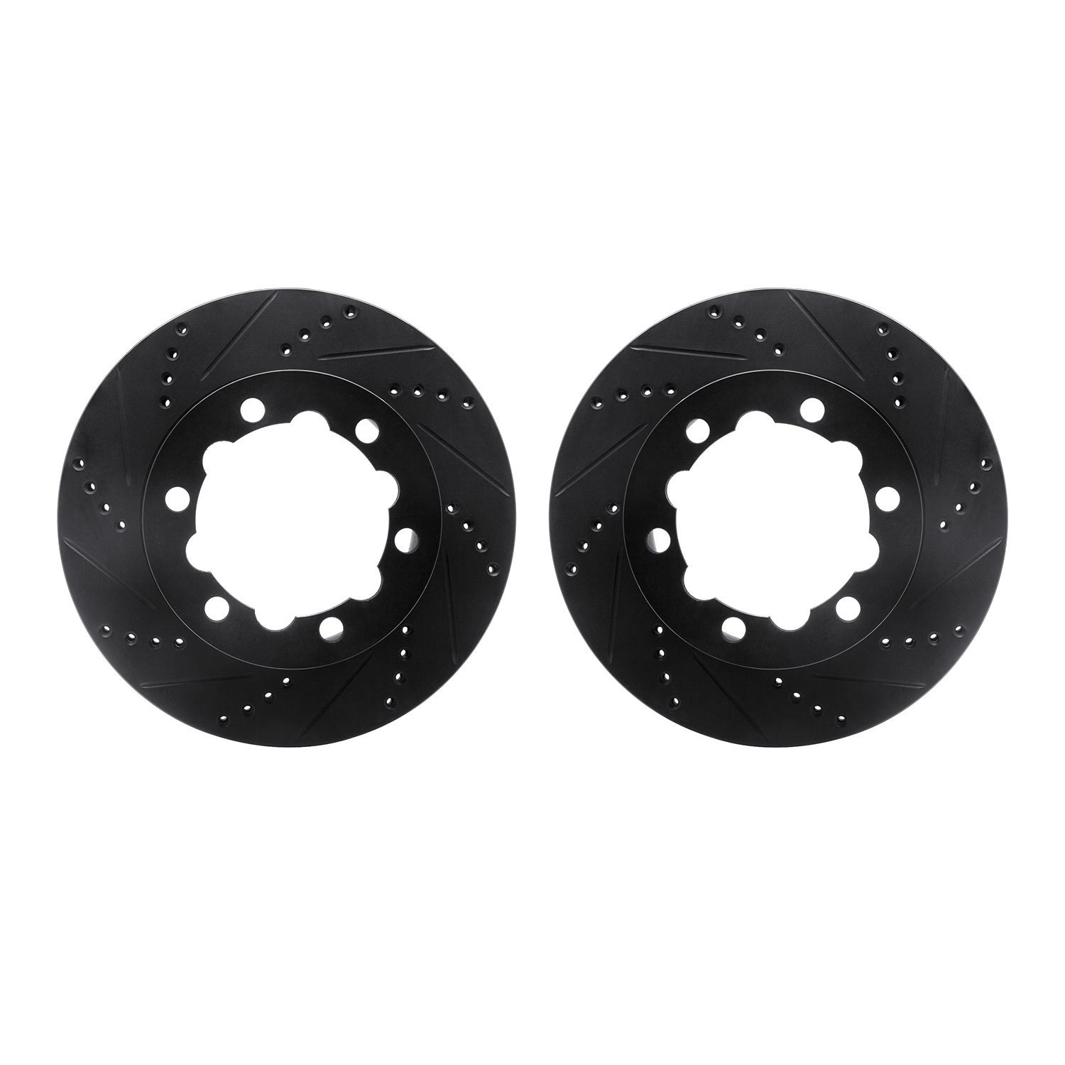 8002-63082 Drilled/Slotted Brake Rotors [Black], Fits Select Multiple Makes/Models, Position: Rear