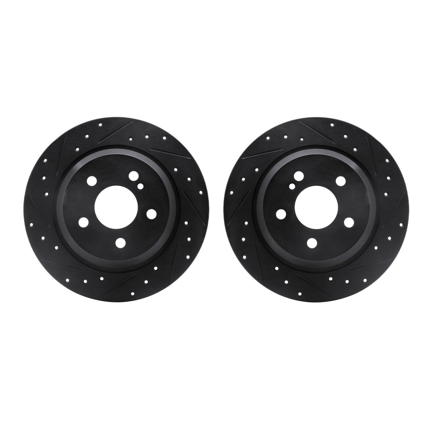 8002-63107 Drilled/Slotted Brake Rotors [Black], 2003-2006 Mercedes-Benz, Position: Rear