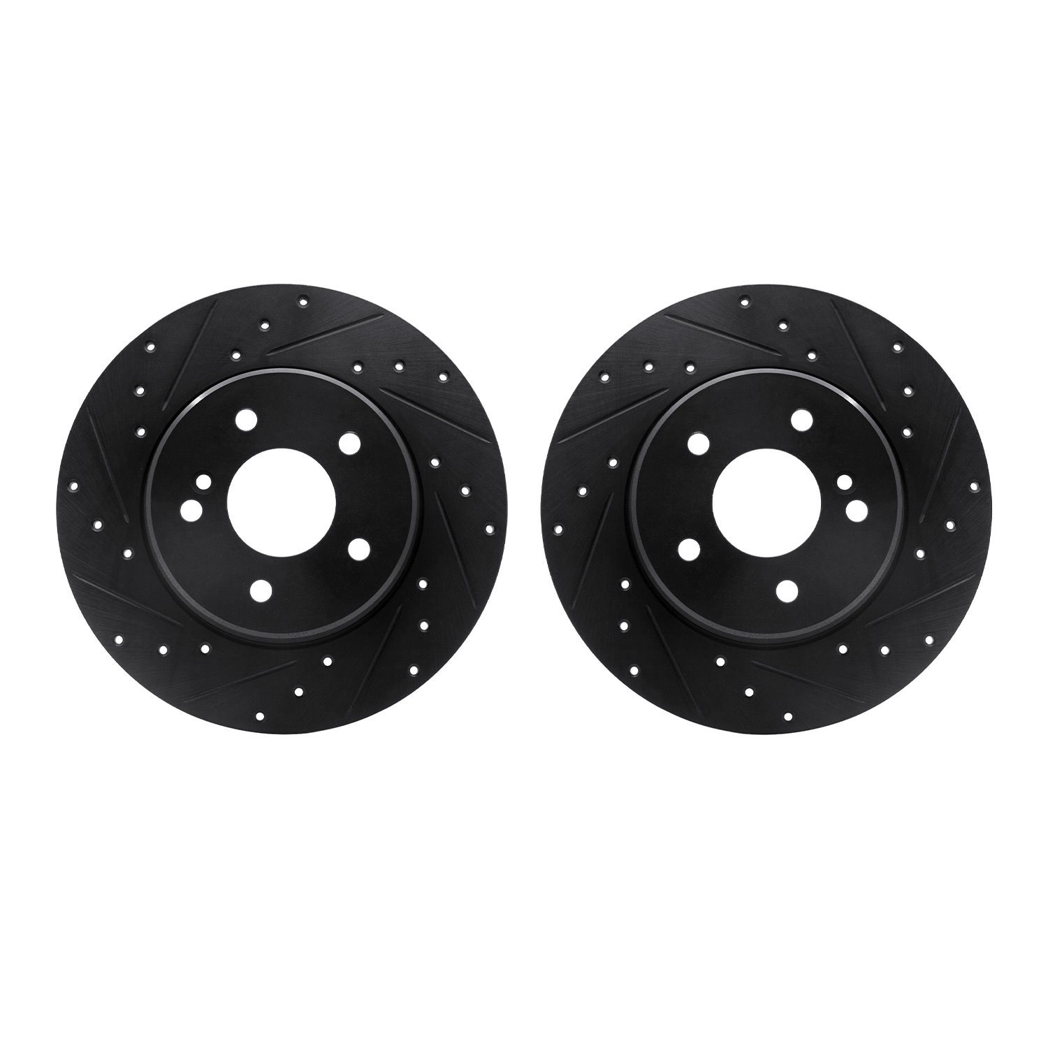 8002-63121 Drilled/Slotted Brake Rotors [Black], 1998-2003 Mercedes-Benz, Position: Rear