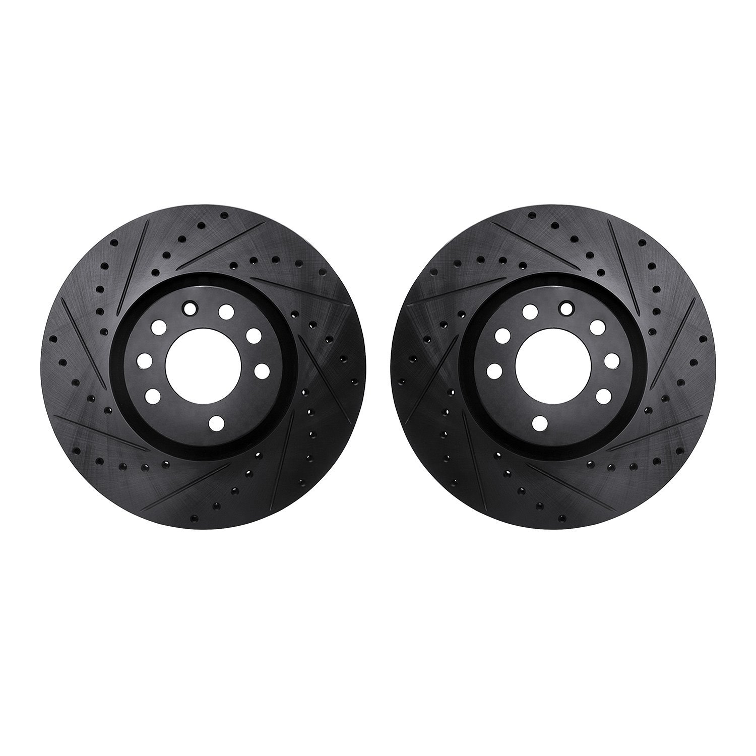 8002-65002 Drilled/Slotted Brake Rotors [Black], 2003-2011 GM, Position: Front