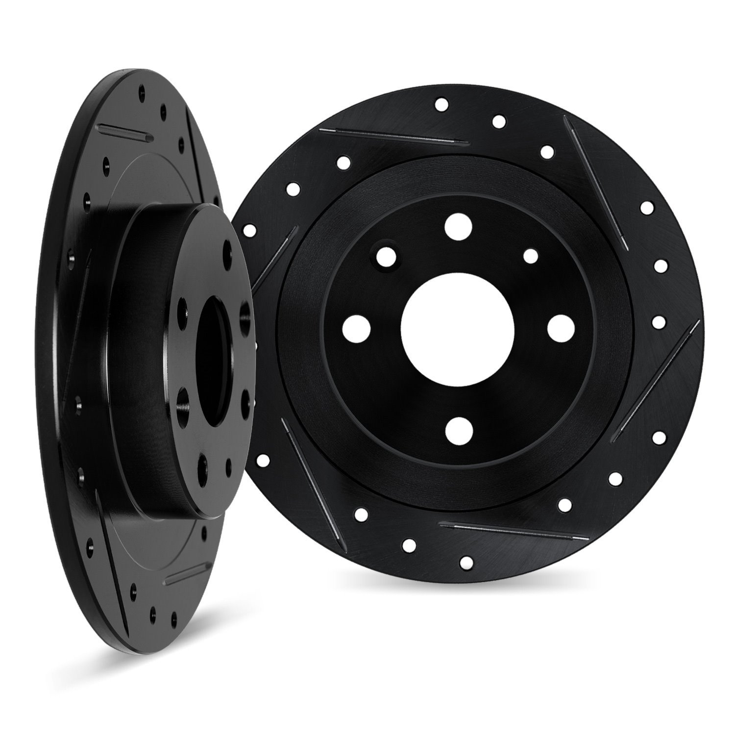 8002-65014 Drilled/Slotted Brake Rotors [Black], 1969-1987 GM, Position: Rear, Front