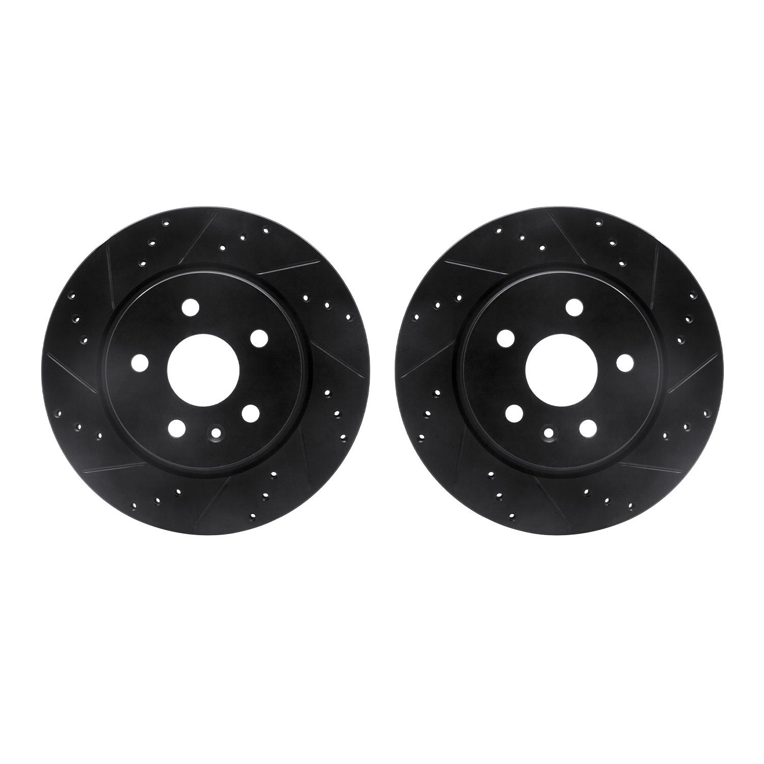 8002-65015 Drilled/Slotted Brake Rotors [Black], Fits Select GM, Position: Rear