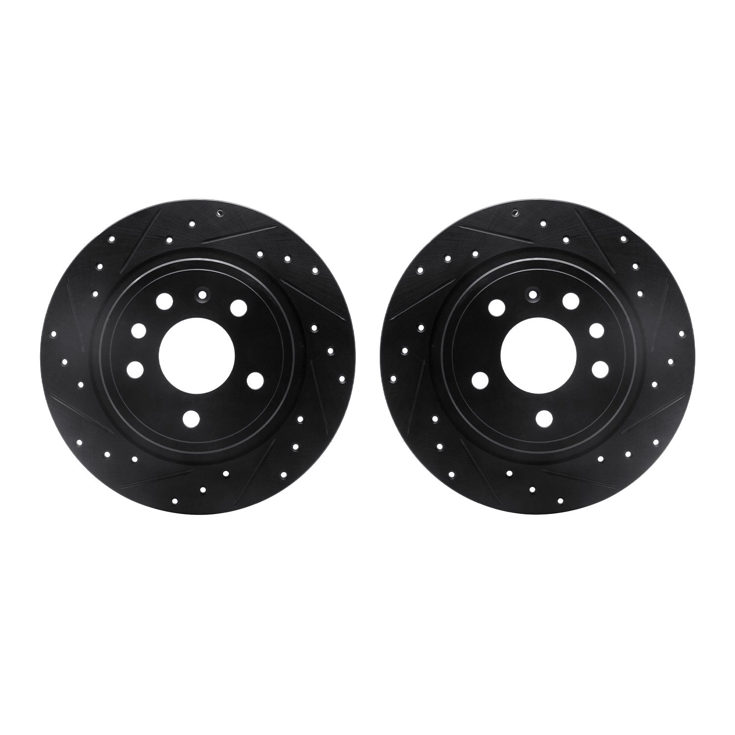 8002-65020 Drilled/Slotted Brake Rotors [Black], 1999-2010 GM, Position: Rear