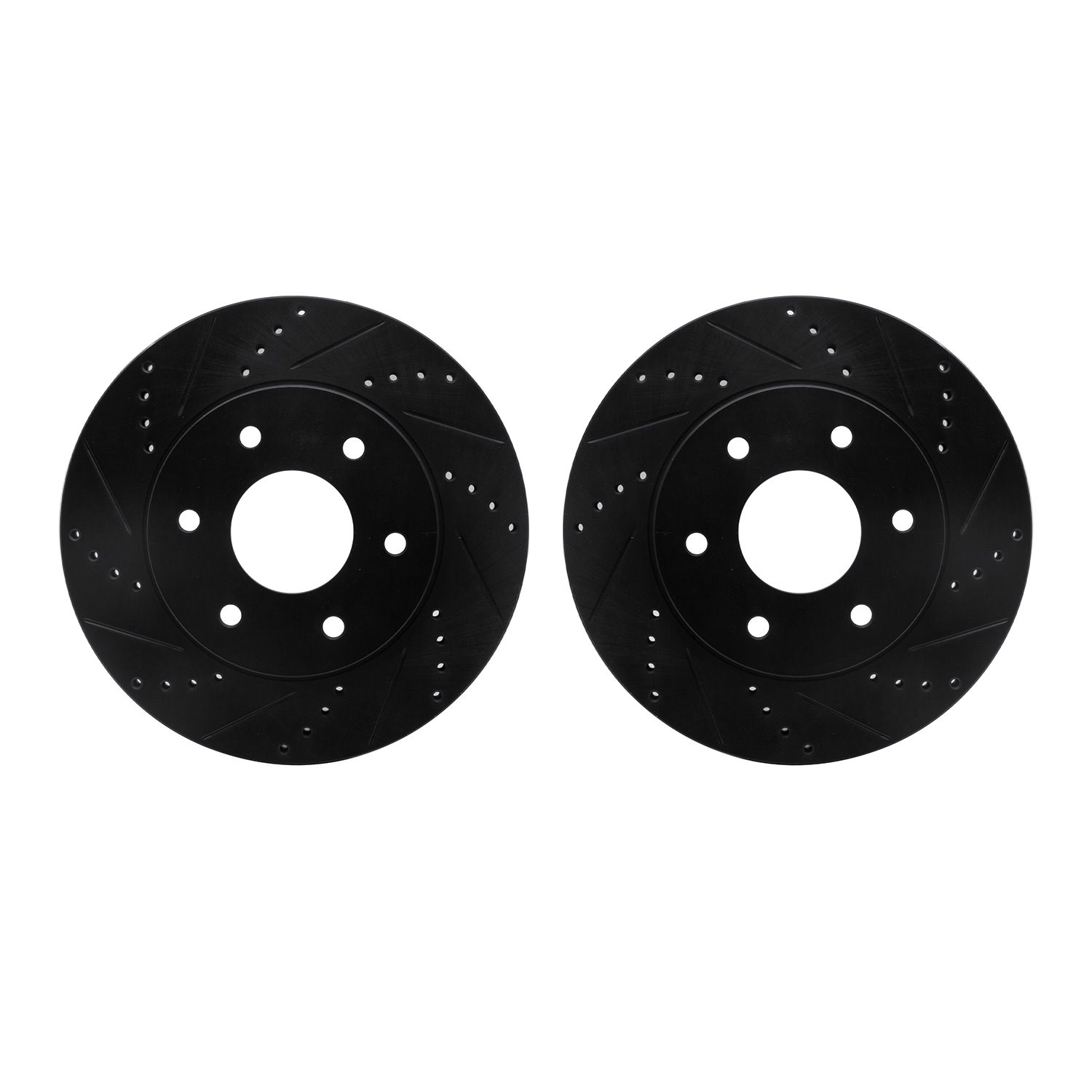 8002-67011 Drilled/Slotted Brake Rotors [Black], 2004-2005 Infiniti/Nissan, Position: Front