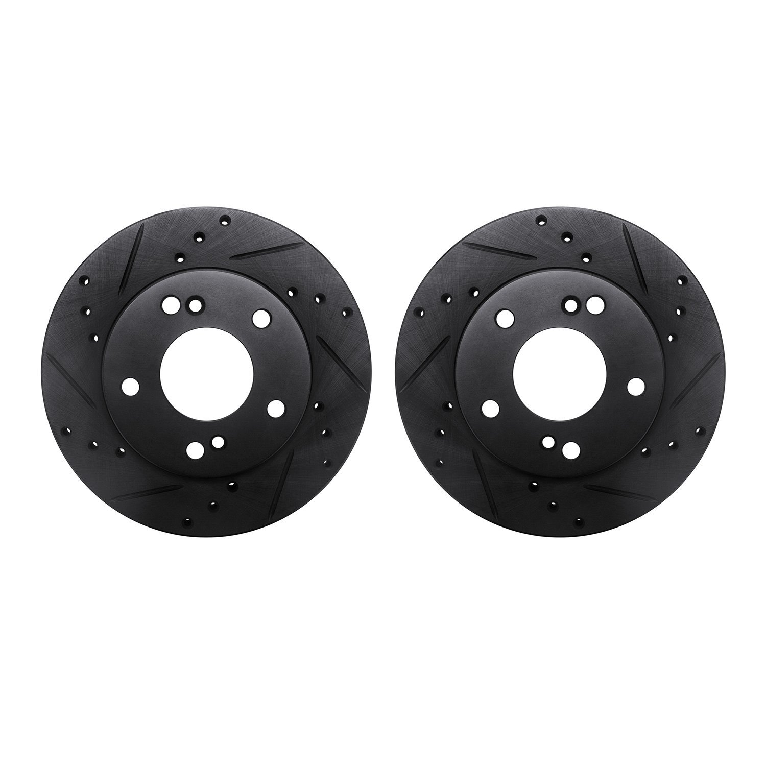 8002-67025 Drilled/Slotted Brake Rotors [Black], 1996-1998 Infiniti/Nissan, Position: Front