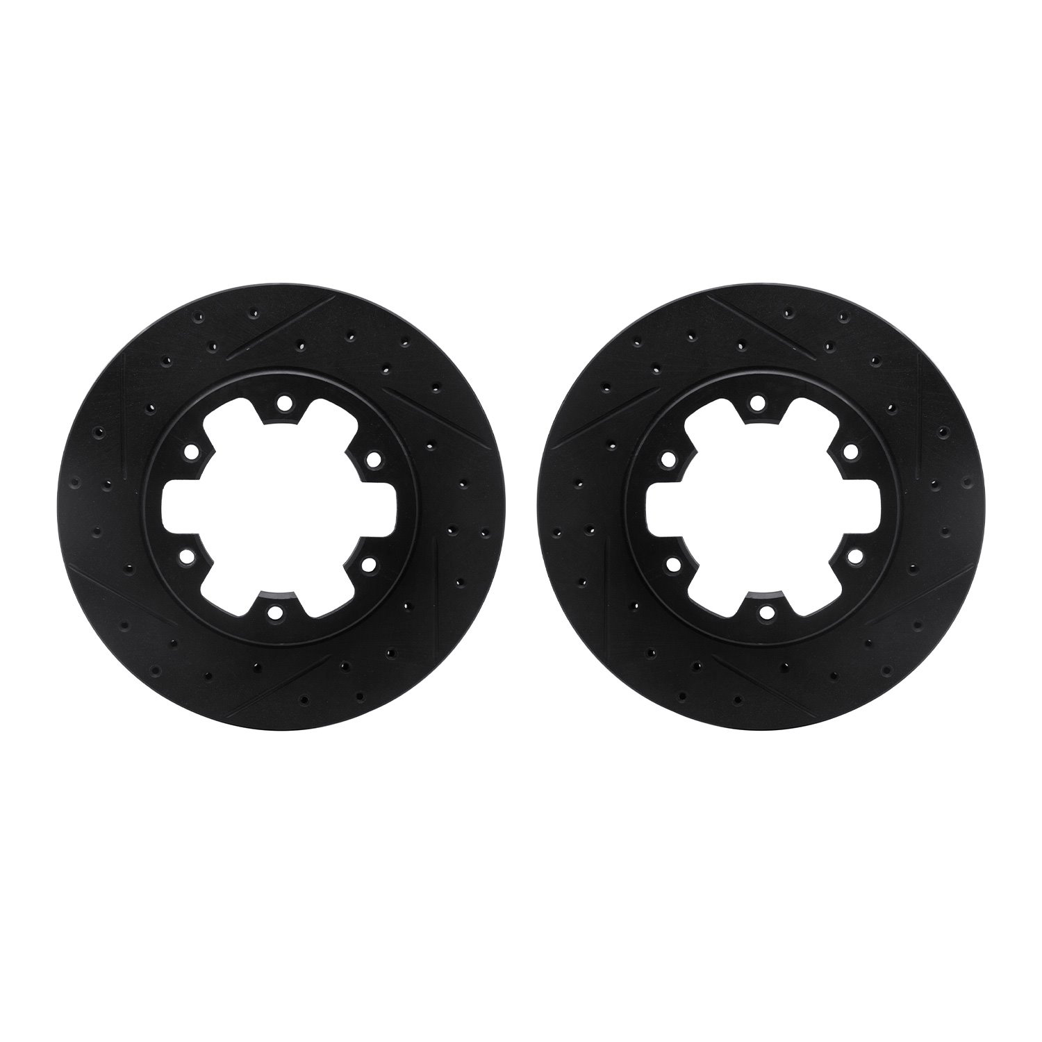 8002-67042 Drilled/Slotted Brake Rotors [Black], 1983-1985 Infiniti/Nissan, Position: Front