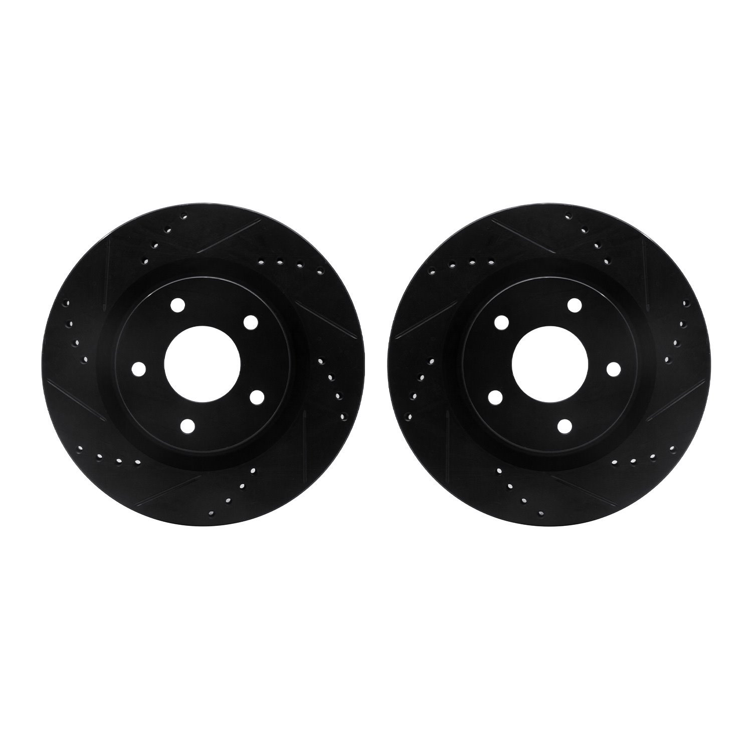 8002-67045 Drilled/Slotted Brake Rotors [Black], 2007-2013 Infiniti/Nissan, Position: Front
