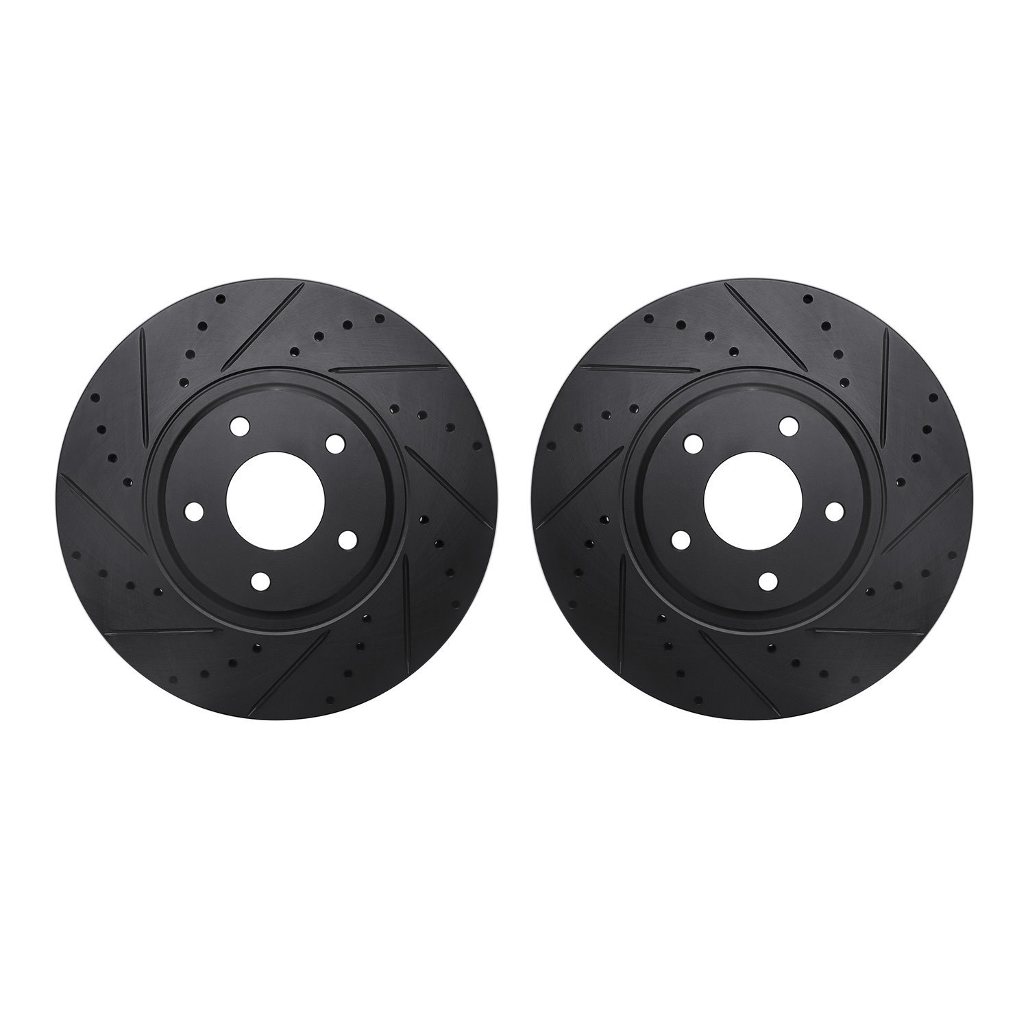 8002-67058 Drilled/Slotted Brake Rotors [Black], 2003-2005 Infiniti/Nissan, Position: Front