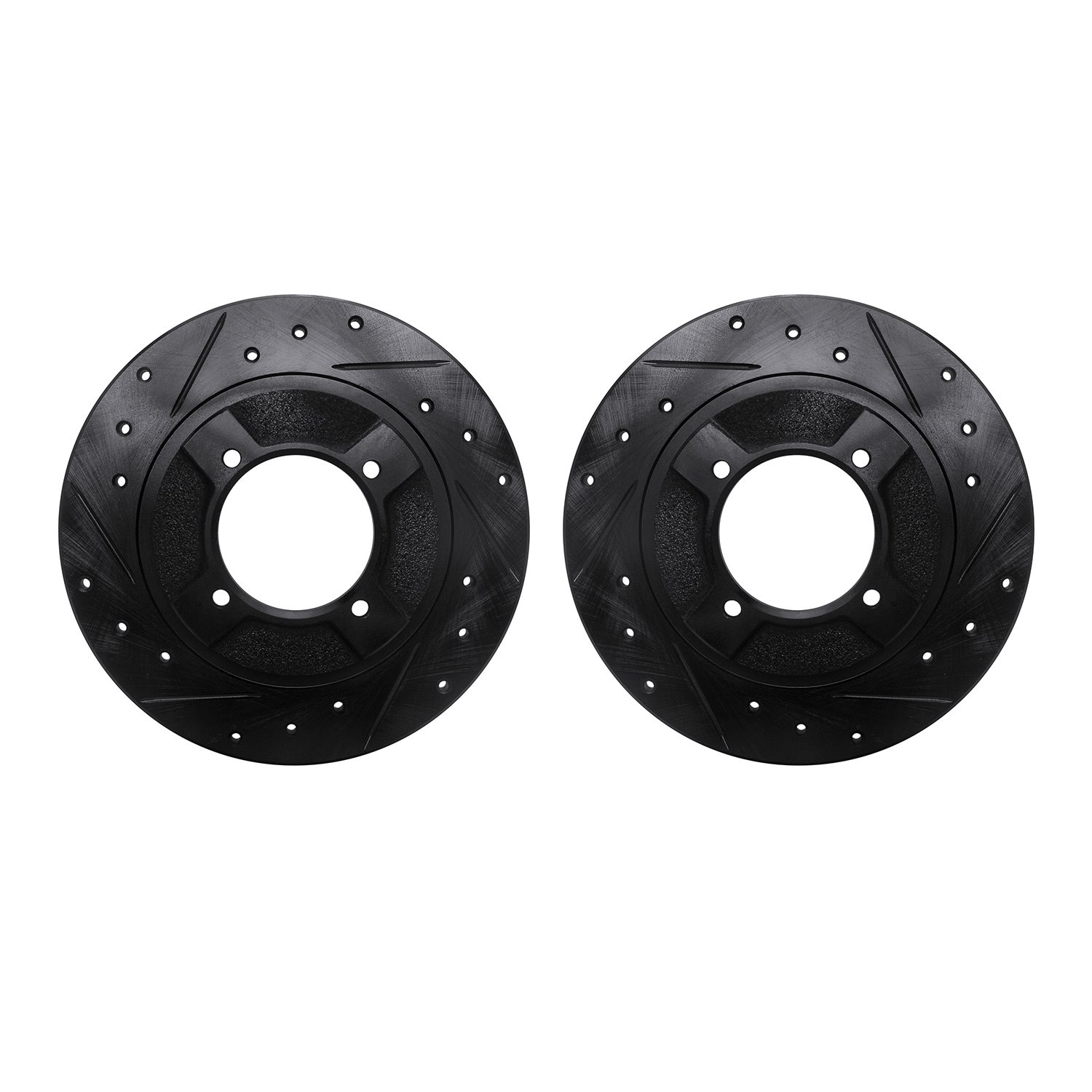 8002-67065 Drilled/Slotted Brake Rotors [Black], 1982-1986 Infiniti/Nissan, Position: Front