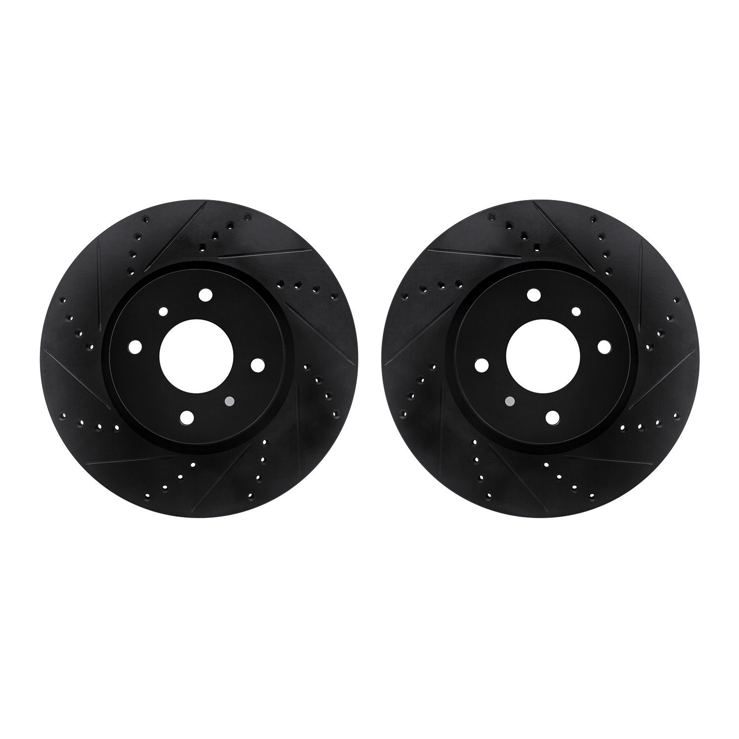 8002-67070 Drilled/Slotted Brake Rotors [Black], 2004-2006 Infiniti/Nissan, Position: Front