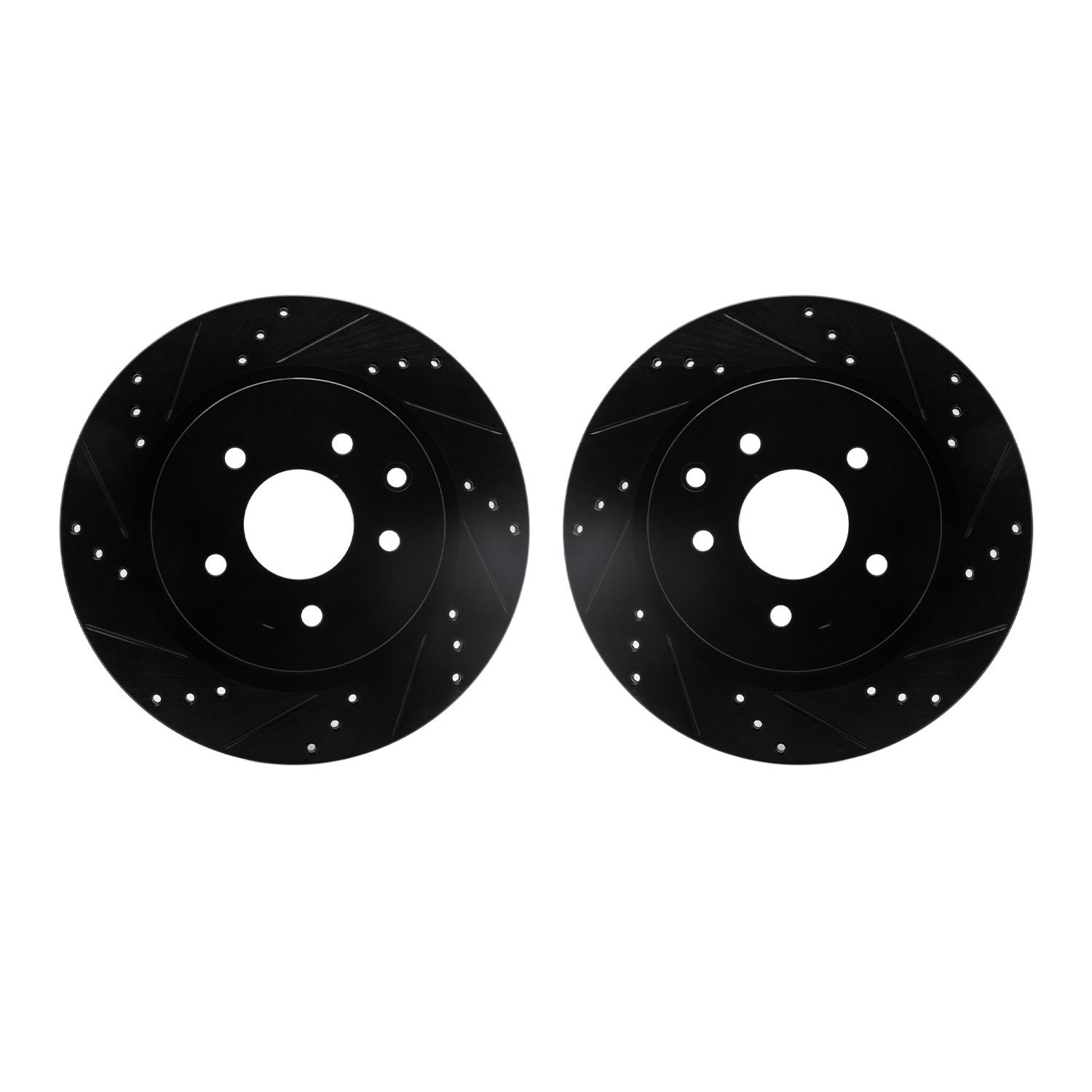 8002-67078 Drilled/Slotted Brake Rotors [Black], Fits Select Infiniti/Nissan, Position: Rear