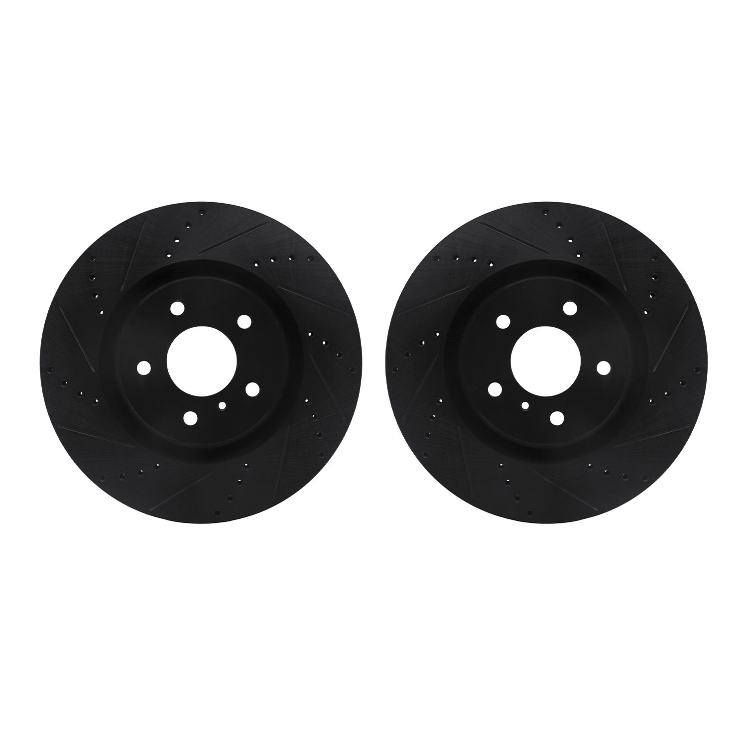 8002-68003 Drilled/Slotted Brake Rotors [Black], 2003-2008 Infiniti/Nissan, Position: Front