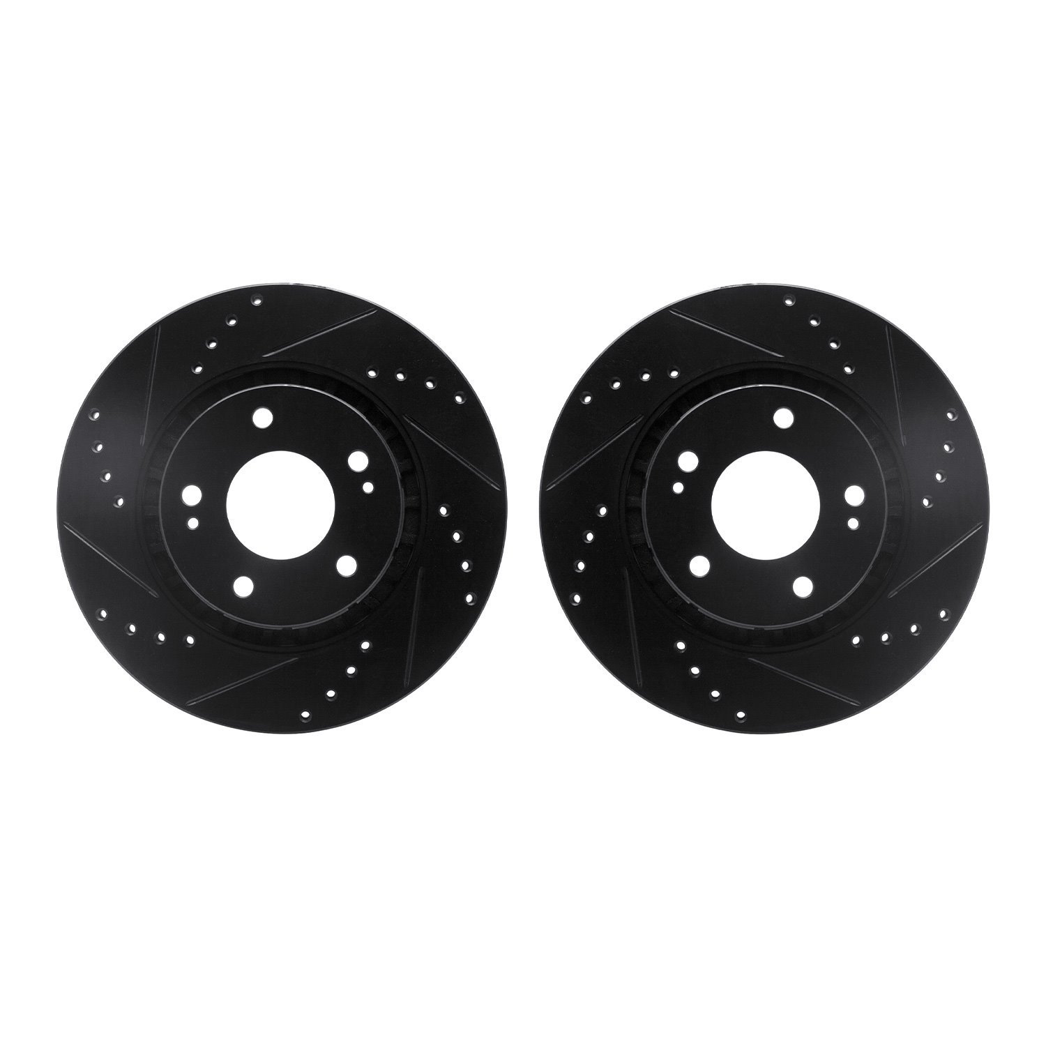 8002-72032 Drilled/Slotted Brake Rotors [Black], 2009-2015 Mitsubishi, Position: Front