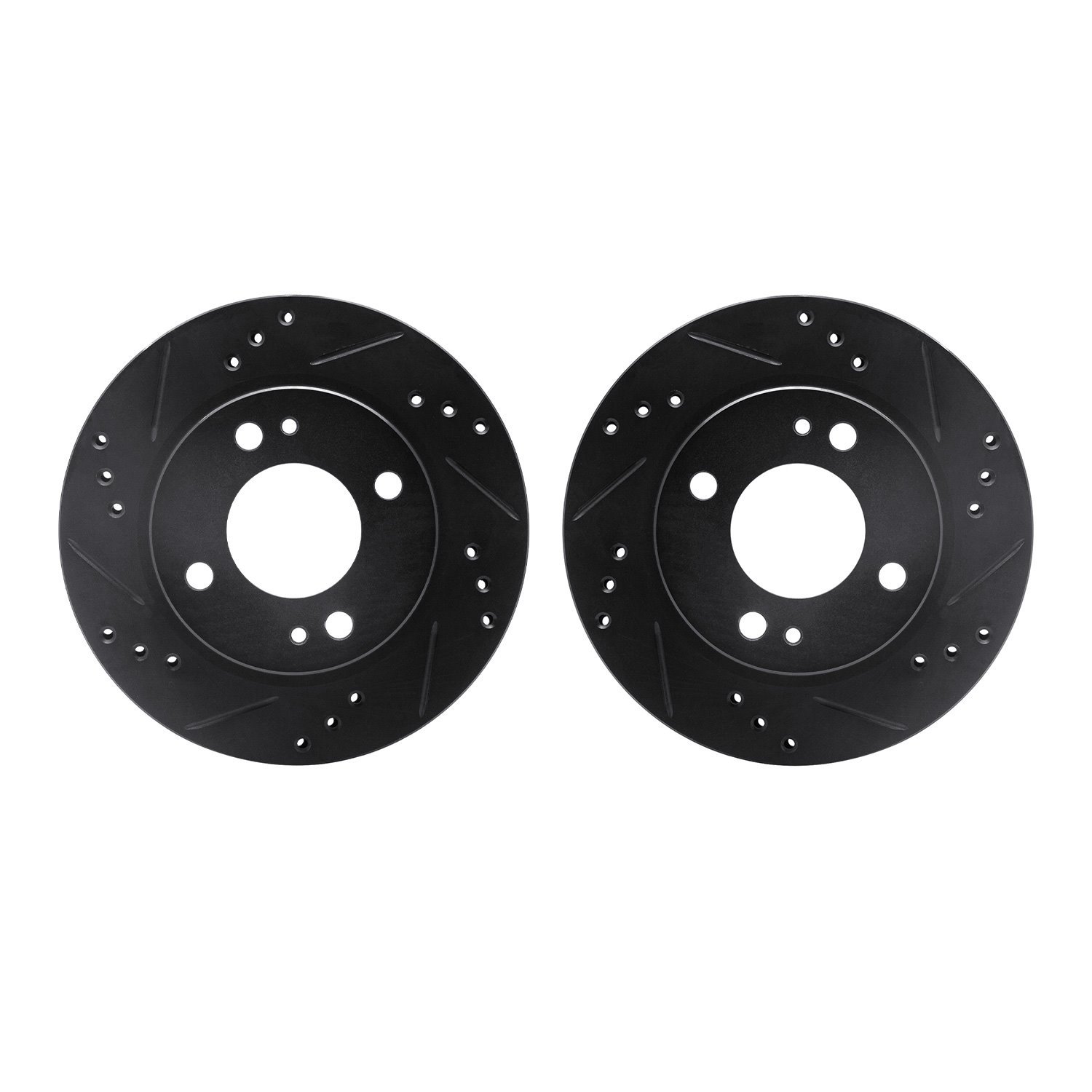 8002-72034 Drilled/Slotted Brake Rotors [Black], 2014-2015 Mitsubishi, Position: Front