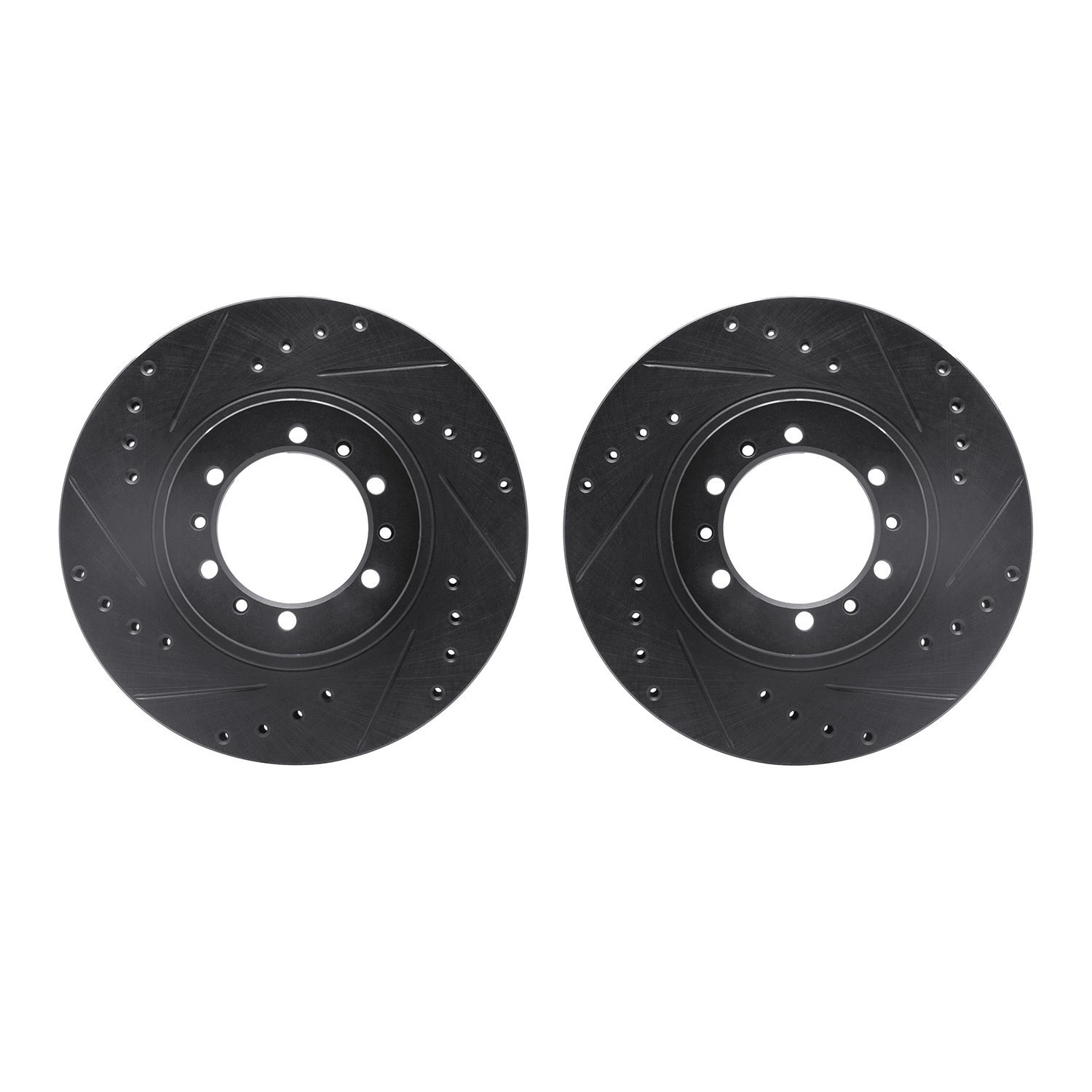 8002-72035 Drilled/Slotted Brake Rotors [Black], 1990-2004 Mitsubishi, Position: Front