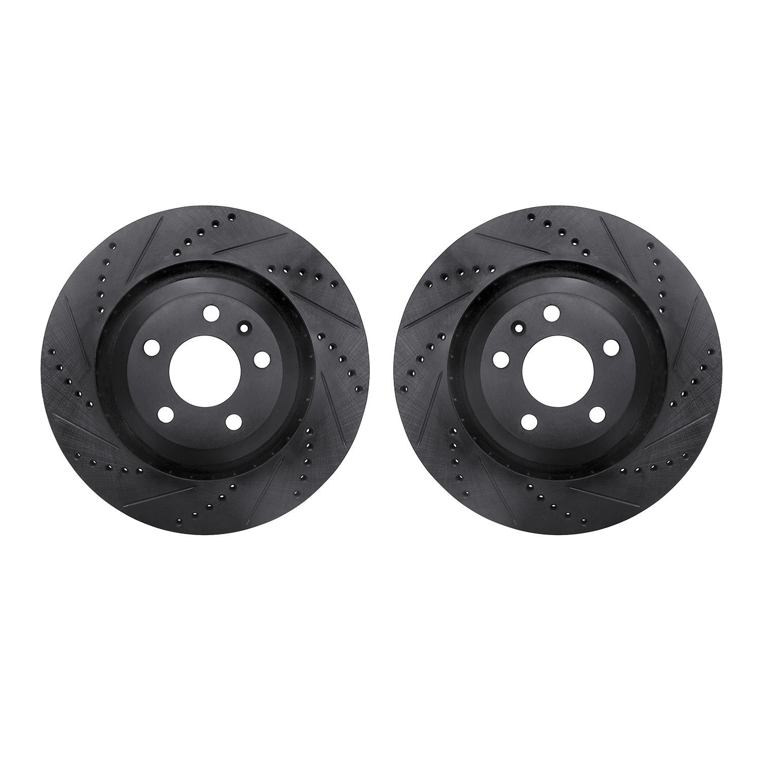 8002-73057 Drilled/Slotted Brake Rotors [Black], 2005-2011 Audi/Volkswagen, Position: Rear