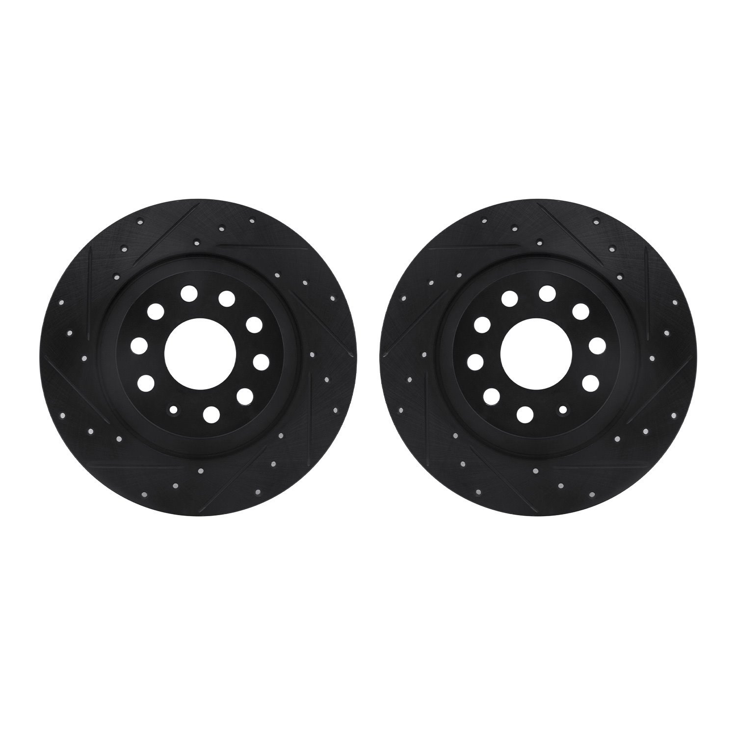 8002-73063 Drilled/Slotted Brake Rotors [Black], Fits Select Audi/Volkswagen, Position: Rear