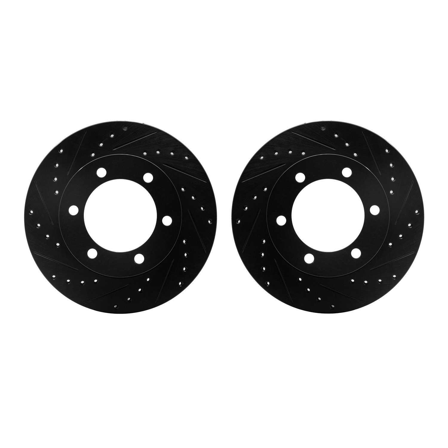 8002-76027 Drilled/Slotted Brake Rotors [Black], 1995-2004 Lexus/Toyota/Scion, Position: Front