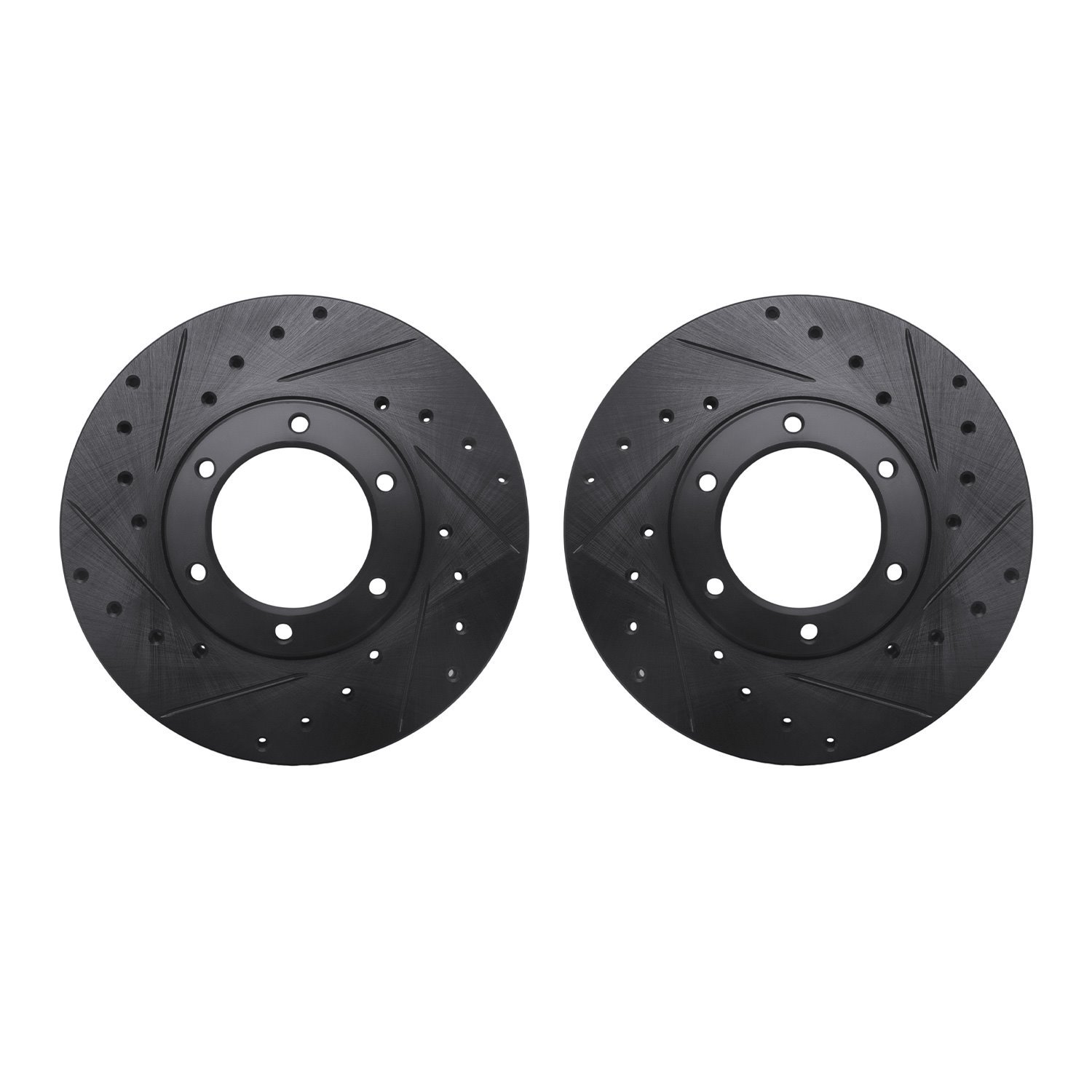 8002-76077 Drilled/Slotted Brake Rotors [Black], 1987-1988 Lexus/Toyota/Scion, Position: Front
