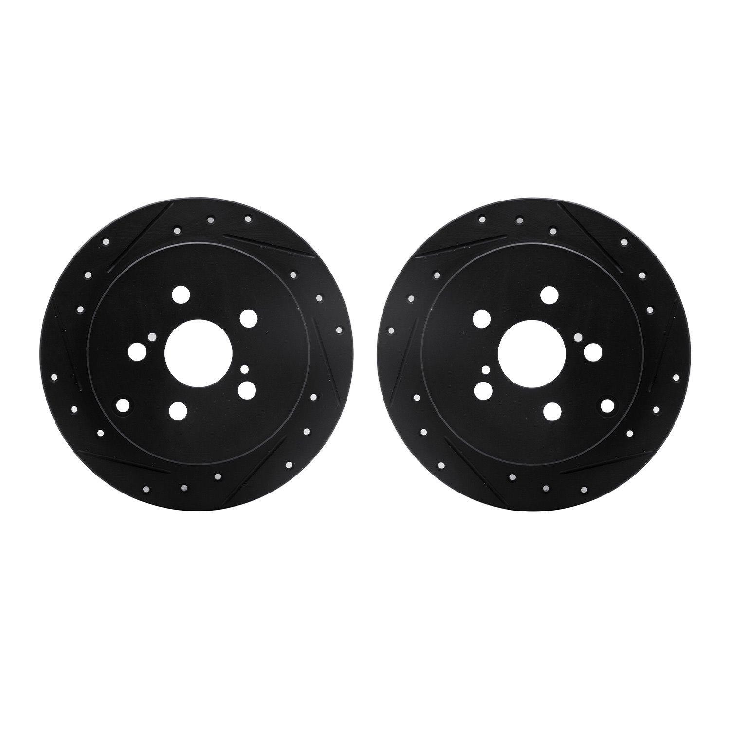 8002-76120 Drilled/Slotted Brake Rotors [Black], 2000-2010 Multiple Makes/Models, Position: Rear