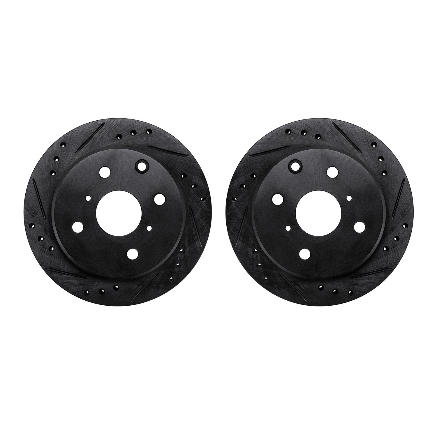 8002-76128 Drilled/Slotted Brake Rotors [Black], 1982-1985 Lexus/Toyota/Scion, Position: Rear