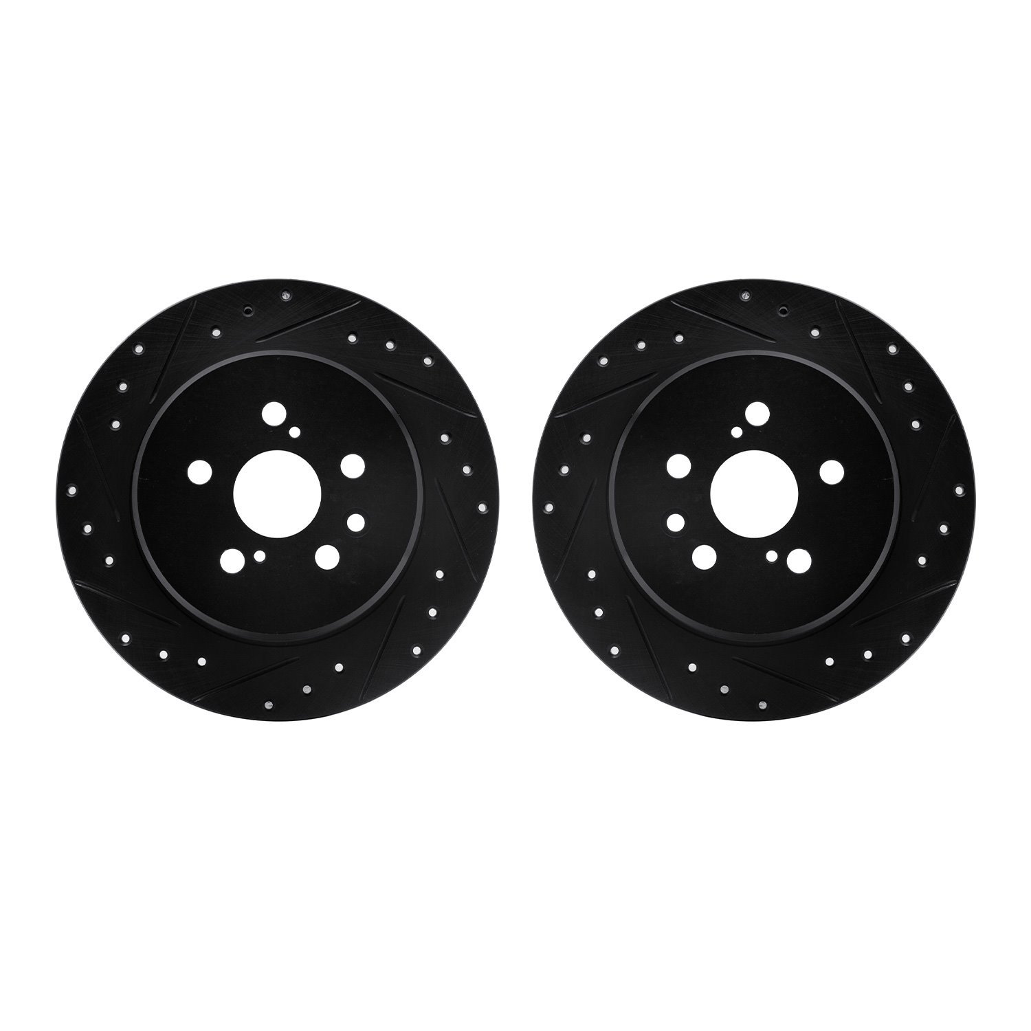 8002-76129 Drilled/Slotted Brake Rotors [Black], 1990-1993 Lexus/Toyota/Scion, Position: Rear