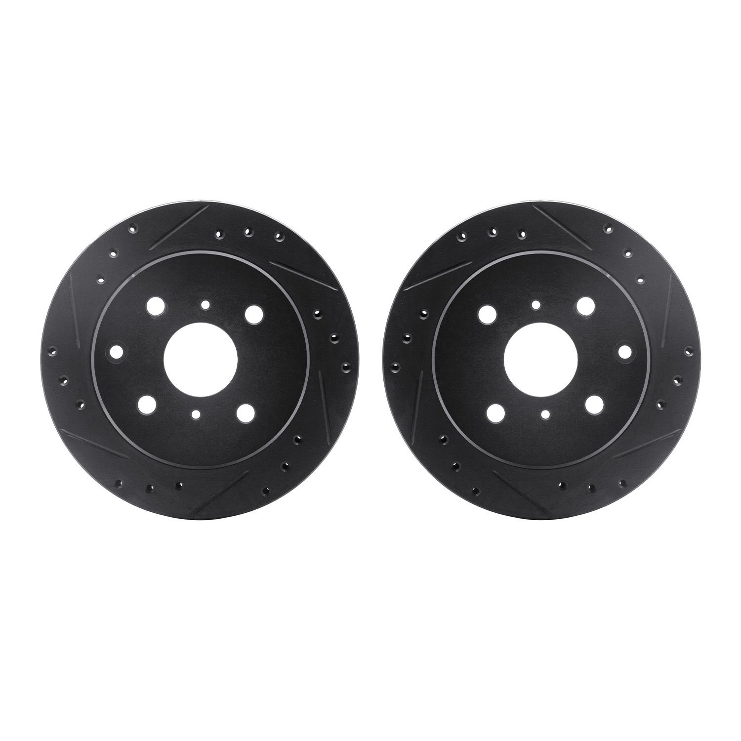 8002-76136 Drilled/Slotted Brake Rotors [Black], 1984-1988 Lexus/Toyota/Scion, Position: Rear