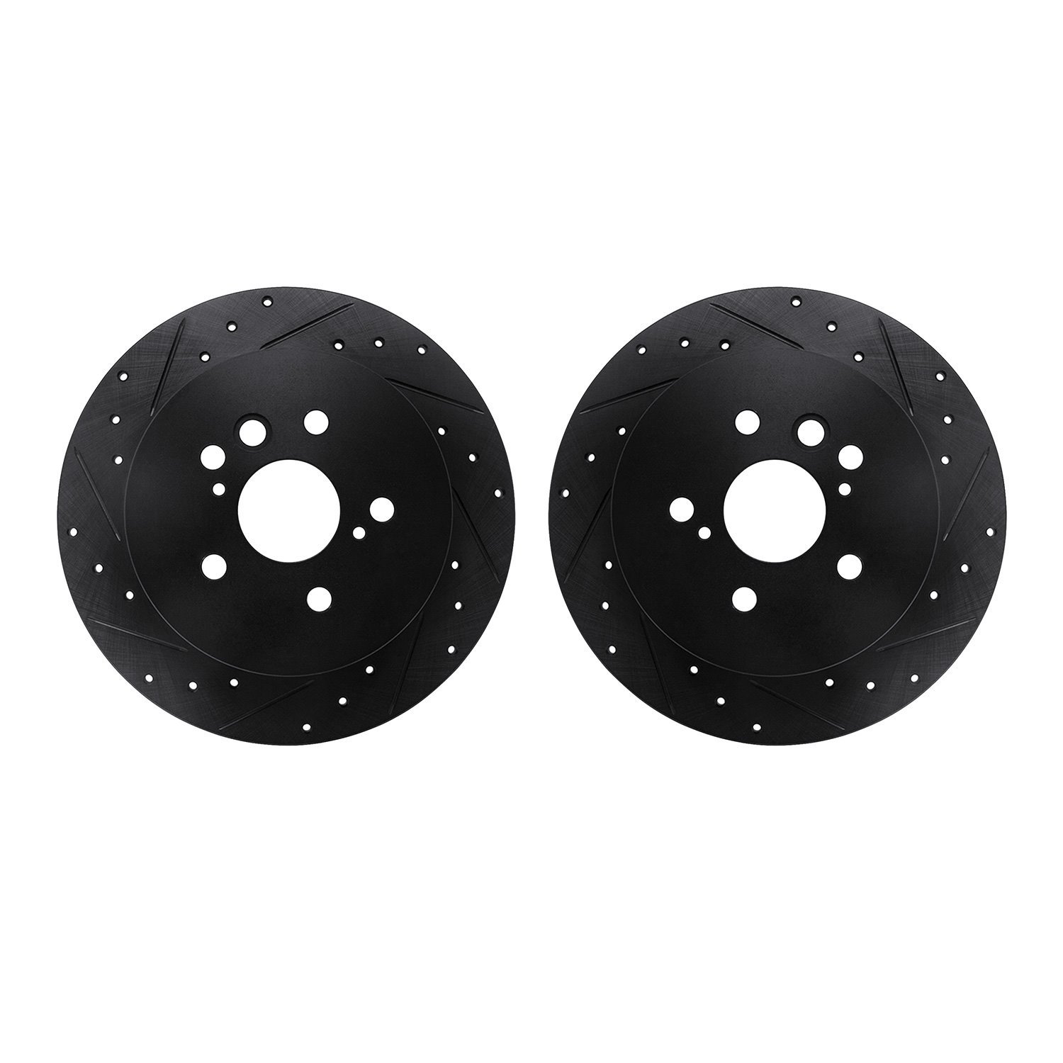 8002-76147 Drilled/Slotted Brake Rotors [Black], 2004-2005 Lexus/Toyota/Scion, Position: Rear