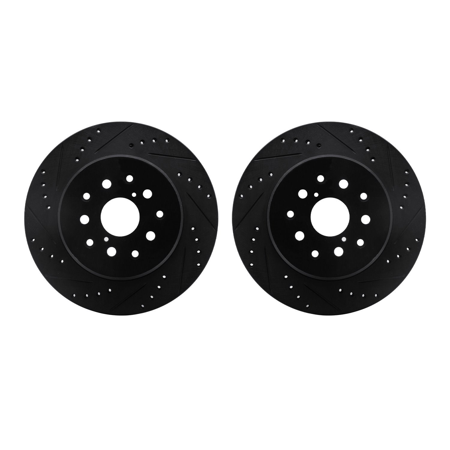 8002-76149 Drilled/Slotted Brake Rotors [Black], 1993-1998 Lexus/Toyota/Scion, Position: Rear