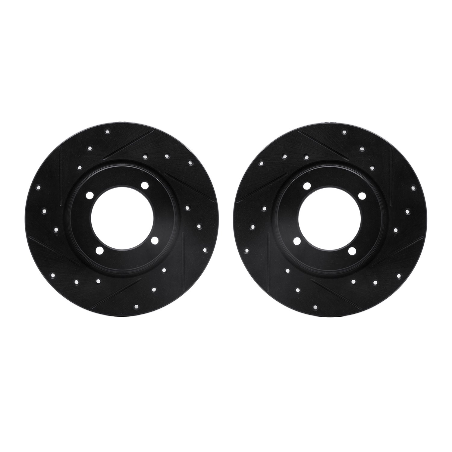 8002-80002 Drilled/Slotted Brake Rotors [Black], 1974-1984 Ford/Lincoln/Mercury/Mazda, Position: Front