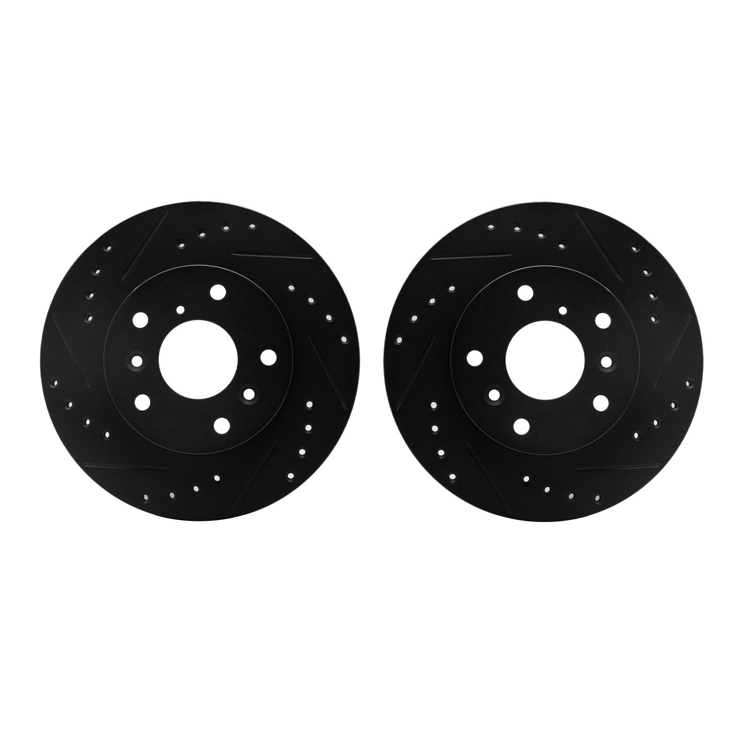 8002-80003 Drilled/Slotted Brake Rotors [Black], 1988-1992 Ford/Lincoln/Mercury/Mazda, Position: Front