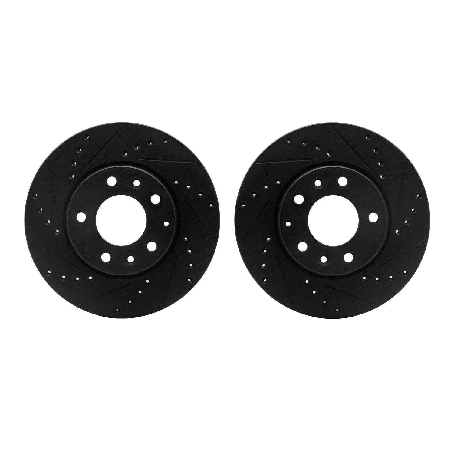 8002-80013 Drilled/Slotted Brake Rotors [Black], 2003-2005 Ford/Lincoln/Mercury/Mazda, Position: Front