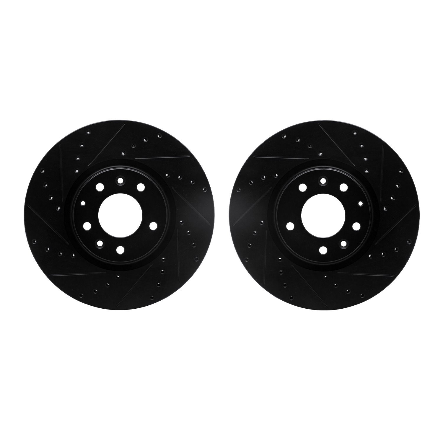 8002-80014 Drilled/Slotted Brake Rotors [Black], 2006-2007 Ford/Lincoln/Mercury/Mazda, Position: Front