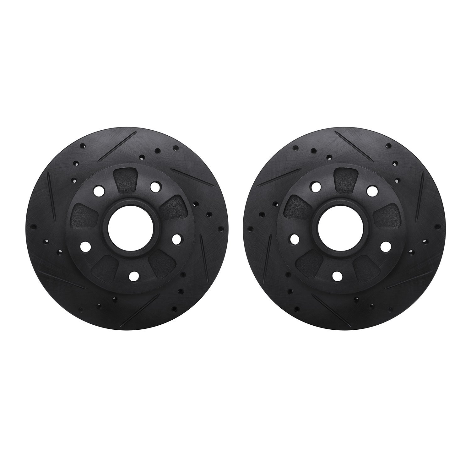 8002-80022 Drilled/Slotted Brake Rotors [Black], 1988-1991 Ford/Lincoln/Mercury/Mazda, Position: Front