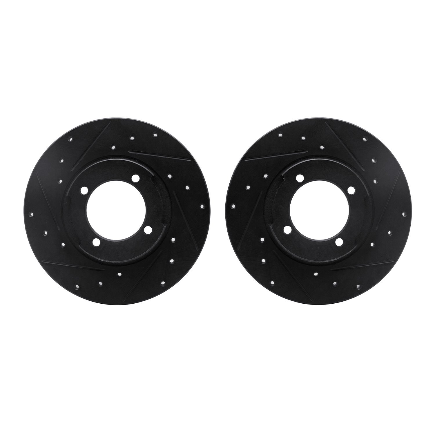 8002-80024 Drilled/Slotted Brake Rotors [Black], 1982-1984 Ford/Lincoln/Mercury/Mazda, Position: Front