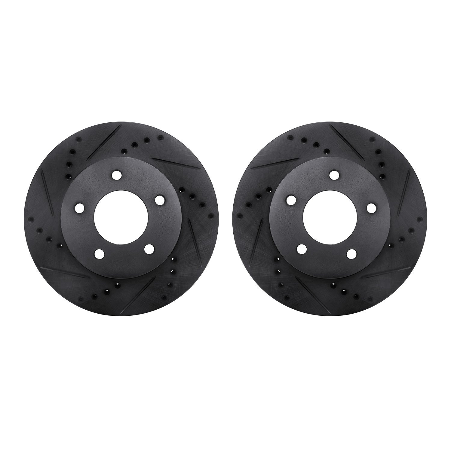 8002-80041 Drilled/Slotted Brake Rotors [Black], 1996-1998 Ford/Lincoln/Mercury/Mazda, Position: Front