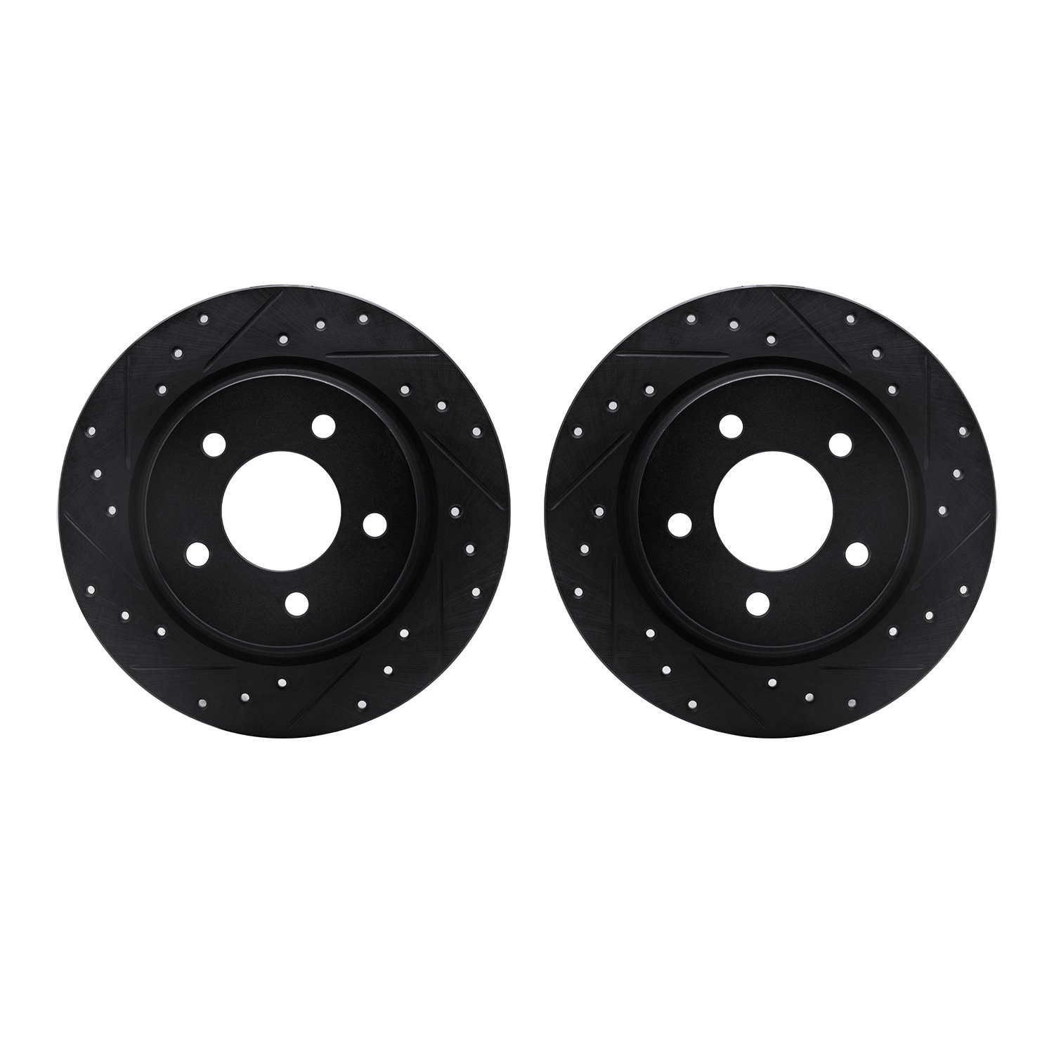 8002-80056 Drilled/Slotted Brake Rotors [Black], 2004-2013 Ford/Lincoln/Mercury/Mazda, Position: Rear