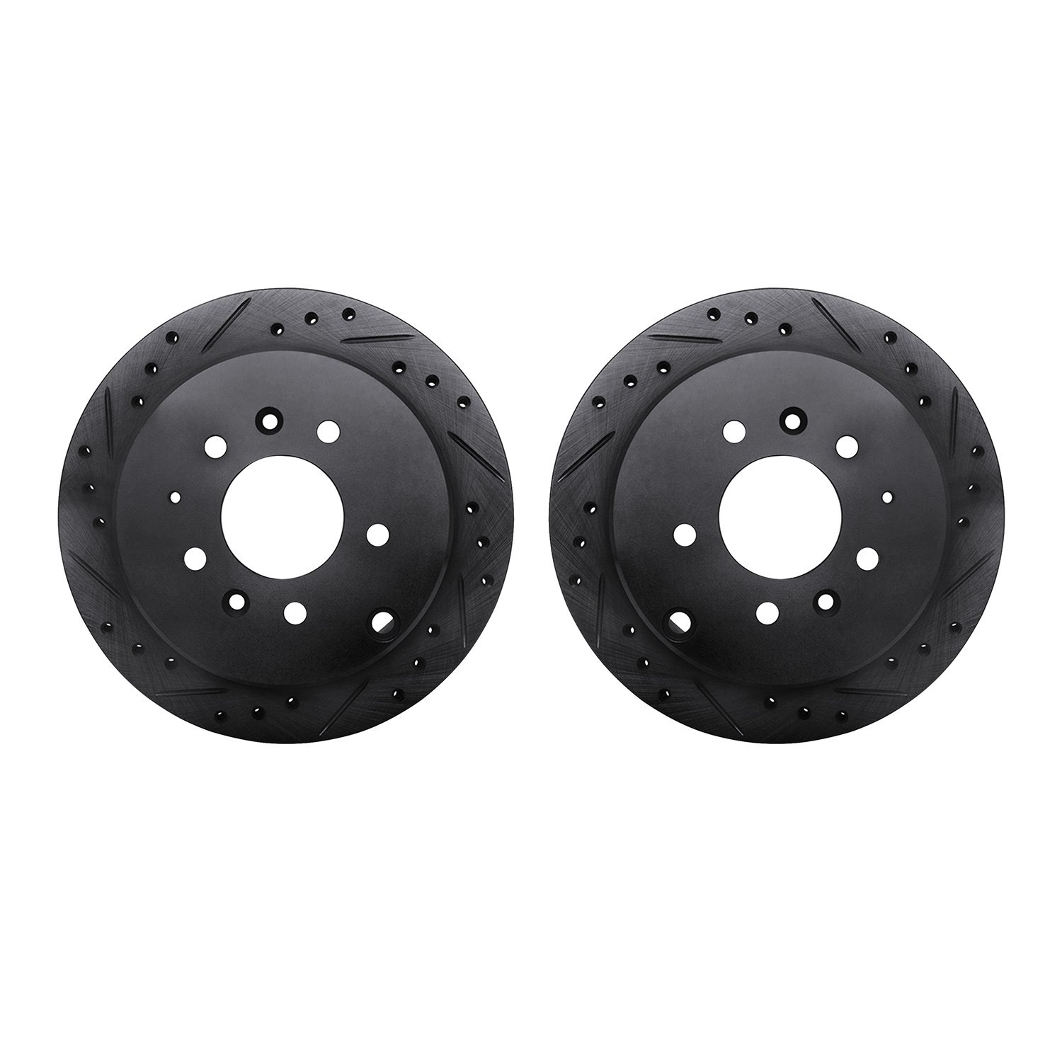 8002-80067 Drilled/Slotted Brake Rotors [Black], 1992-2006 Ford/Lincoln/Mercury/Mazda, Position: Rear