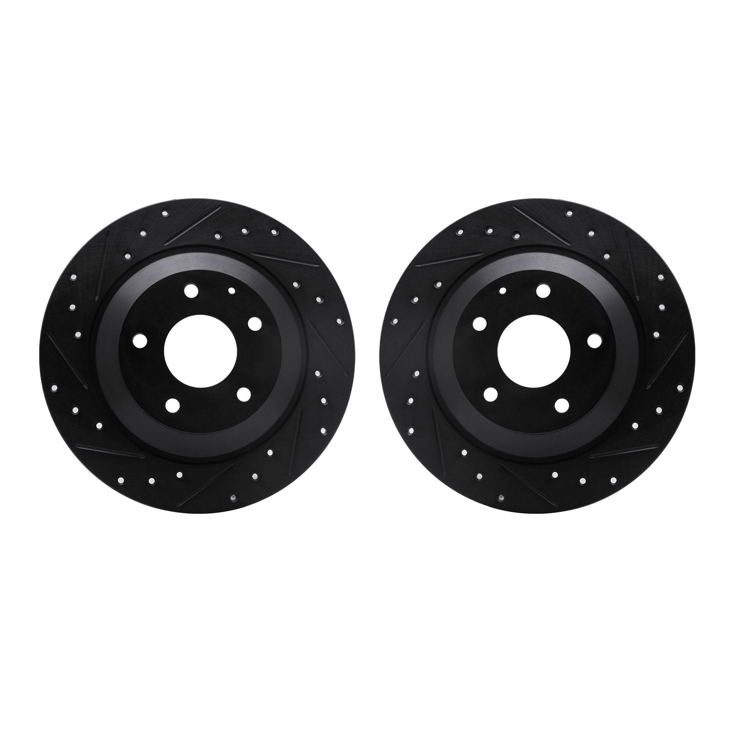 8002-80069 Drilled/Slotted Brake Rotors [Black], 2013-2018 Ford/Lincoln/Mercury/Mazda, Position: Rear