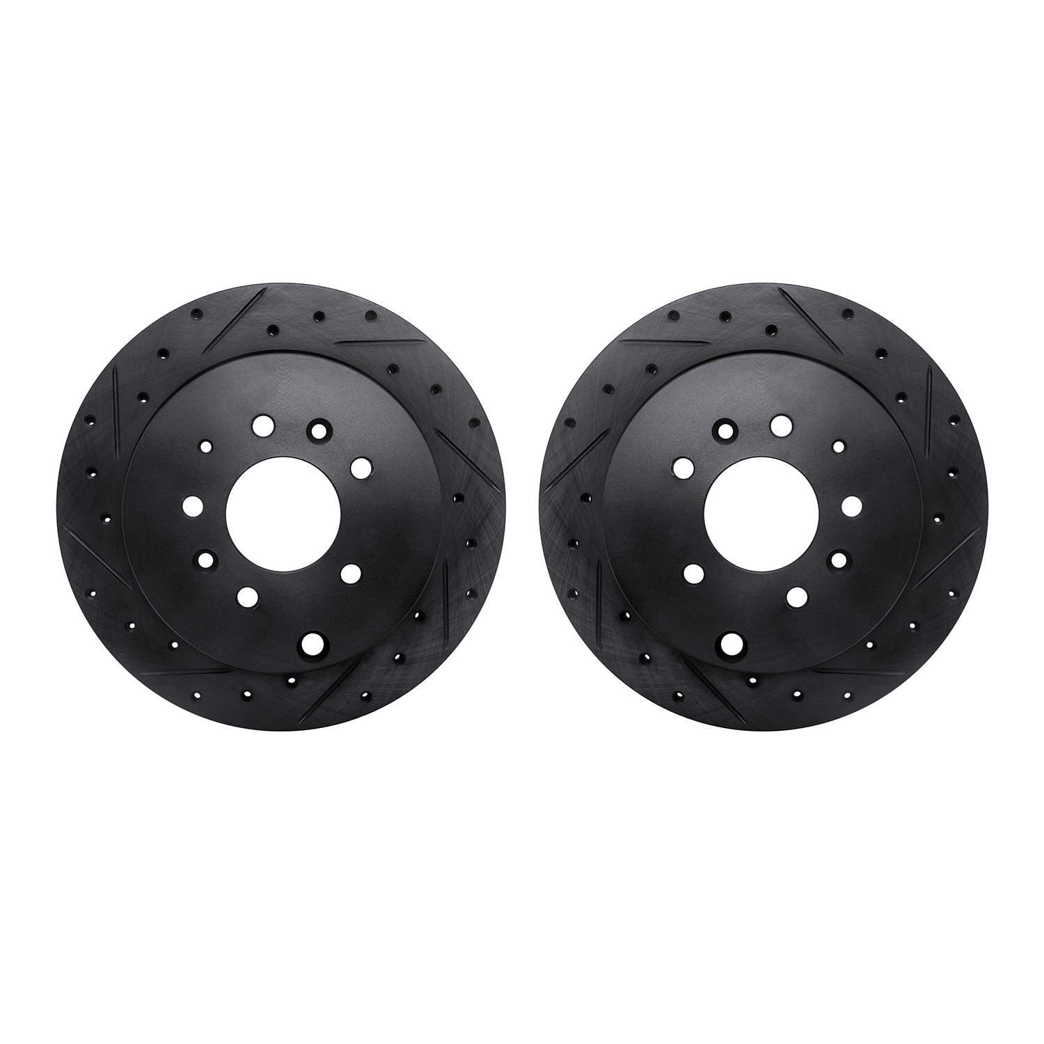 8002-80071 Drilled/Slotted Brake Rotors [Black], 2007-2012 Ford/Lincoln/Mercury/Mazda, Position: Rear