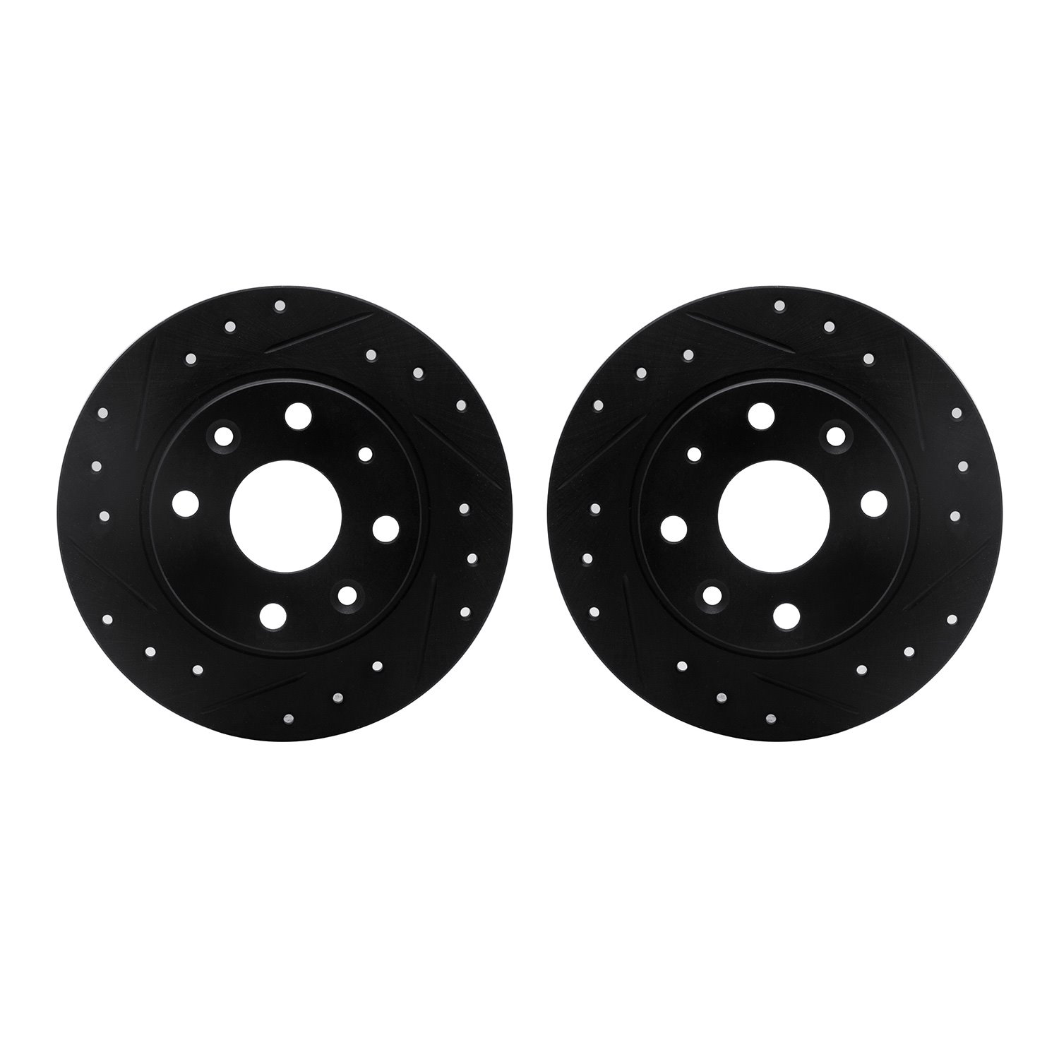 8002-80074 Drilled/Slotted Brake Rotors [Black], 1990-1993 Ford/Lincoln/Mercury/Mazda, Position: Rear