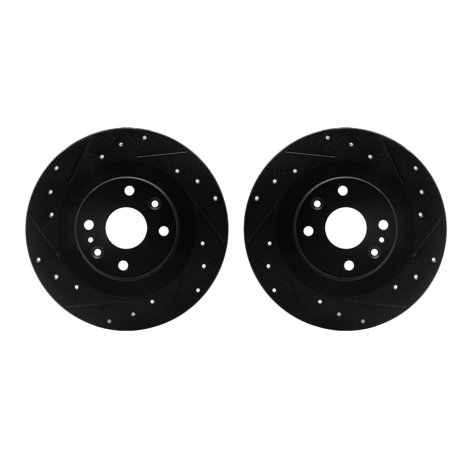 8002-80075 Drilled/Slotted Brake Rotors [Black], 2001-2005 Ford/Lincoln/Mercury/Mazda, Position: Rear