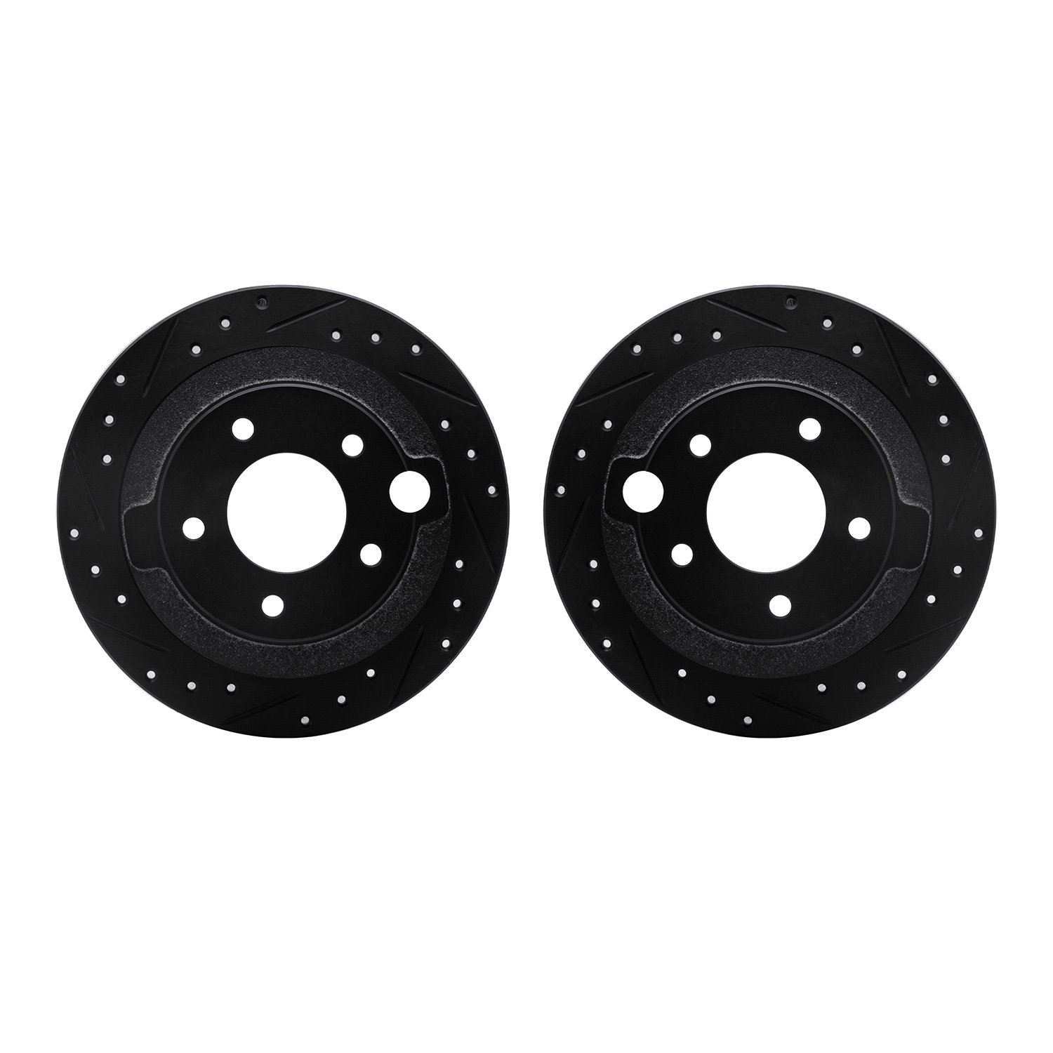 8002-80076 Drilled/Slotted Brake Rotors [Black], 1995-2002 Ford/Lincoln/Mercury/Mazda, Position: Rear