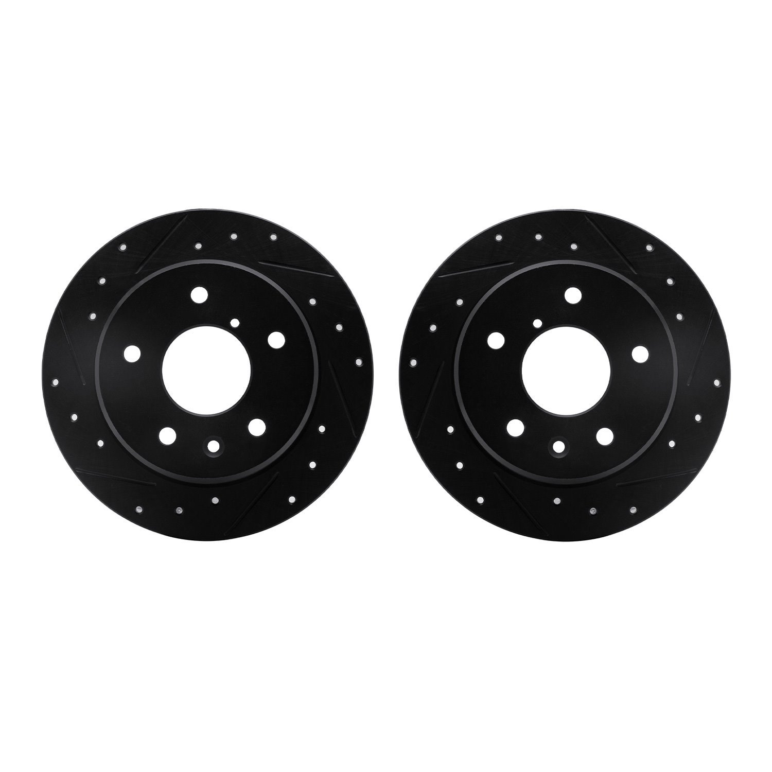 8002-80081 Drilled/Slotted Brake Rotors [Black], 1989-1991 Ford/Lincoln/Mercury/Mazda, Position: Rear