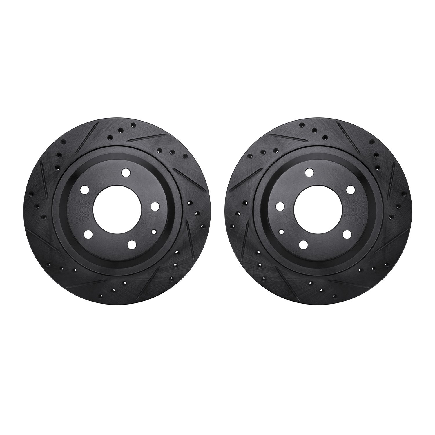 8002-80082 Drilled/Slotted Brake Rotors [Black], 1993-1995 Ford/Lincoln/Mercury/Mazda, Position: Rear